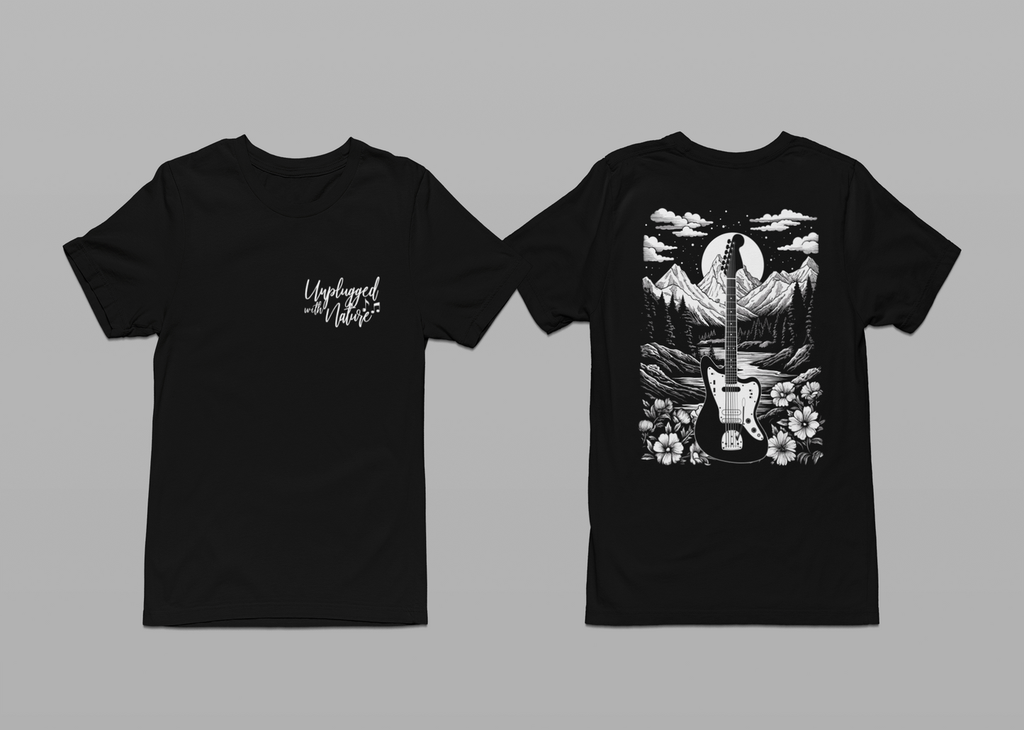 Unplugged With Nature Guitar Landscape T-Shirt