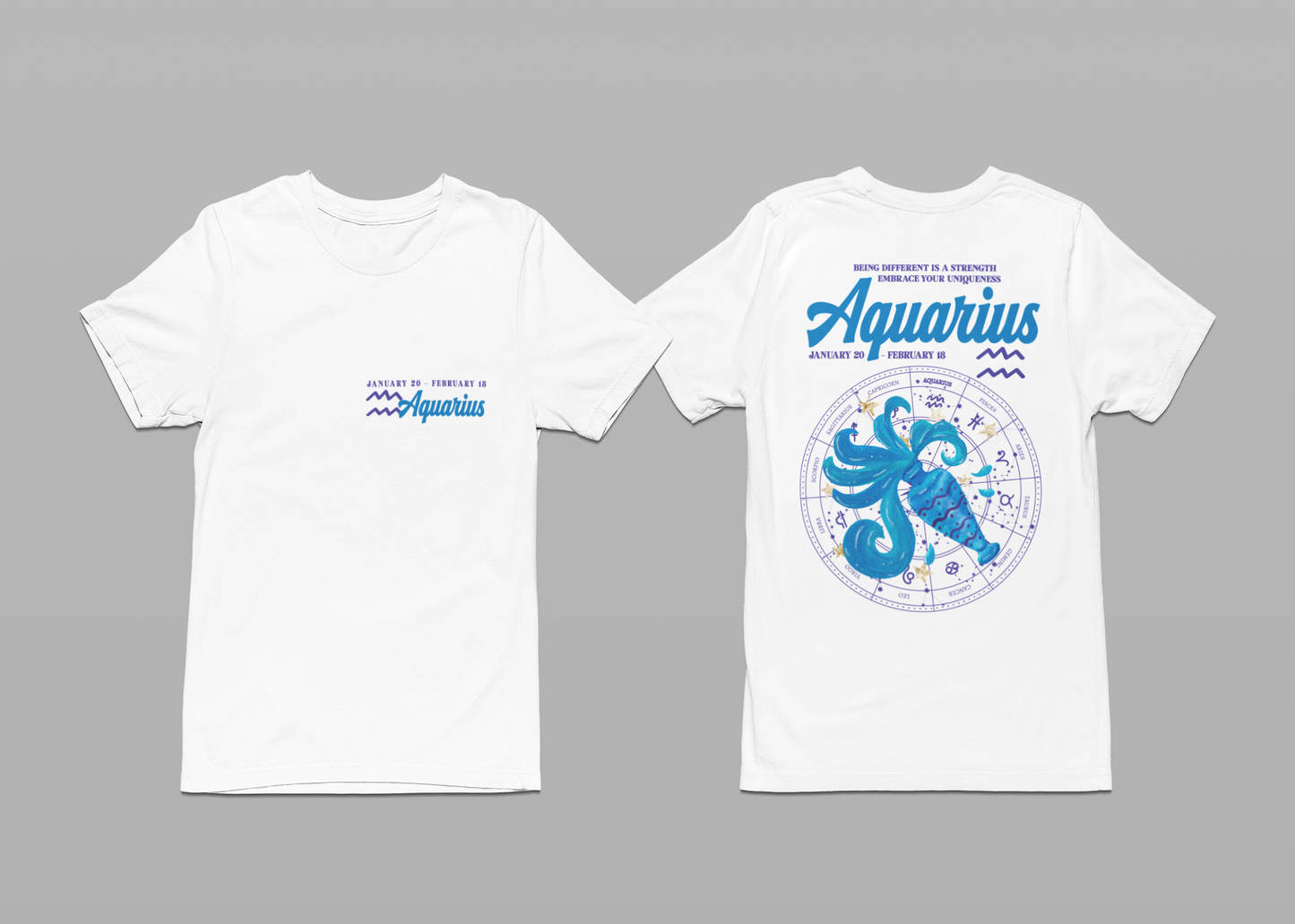 Aquarius Zodiac T-Shirt – Embrace Your Uniqueness Zodiac Wheel