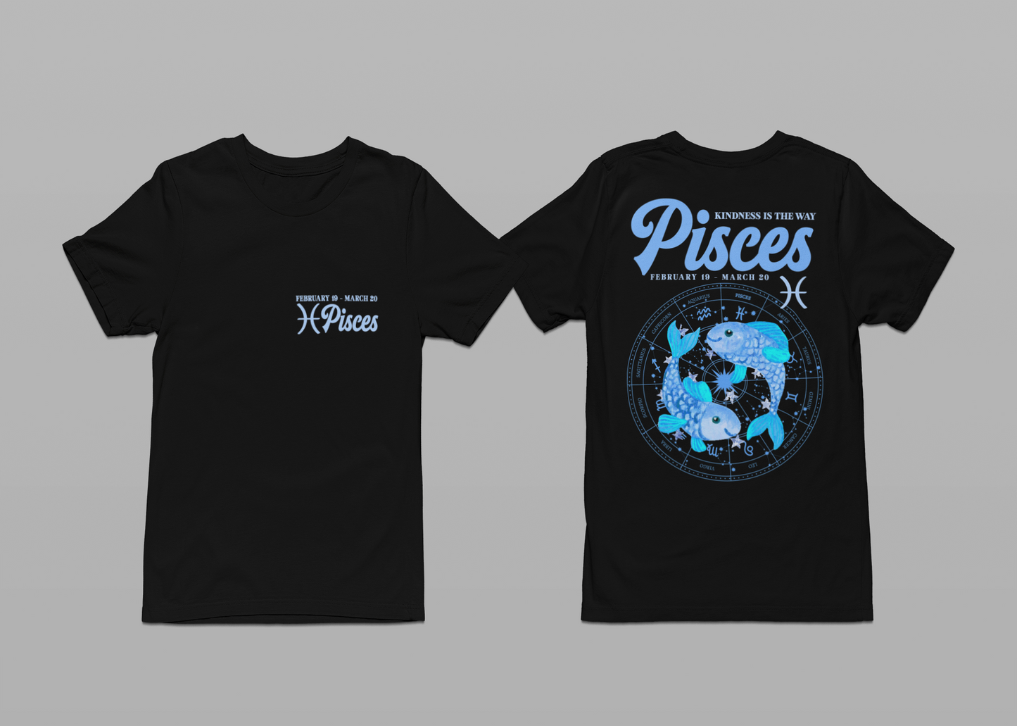 Pisces Kindness Is the Way T-Shirt – Zodiac Wheel Edition