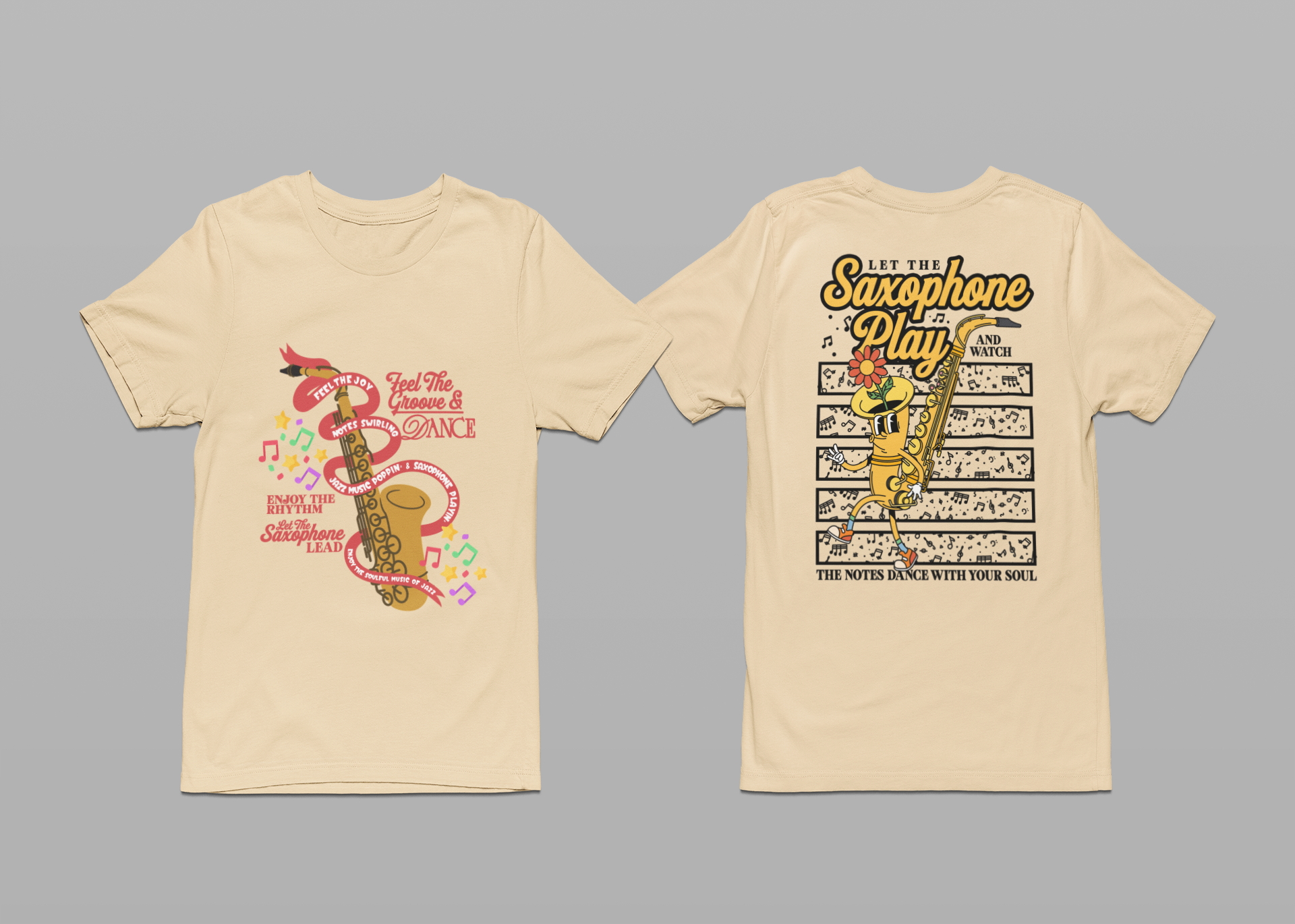 Feel the Groove Let the Saxophone Play Cartoon Saxophone T-Shirt