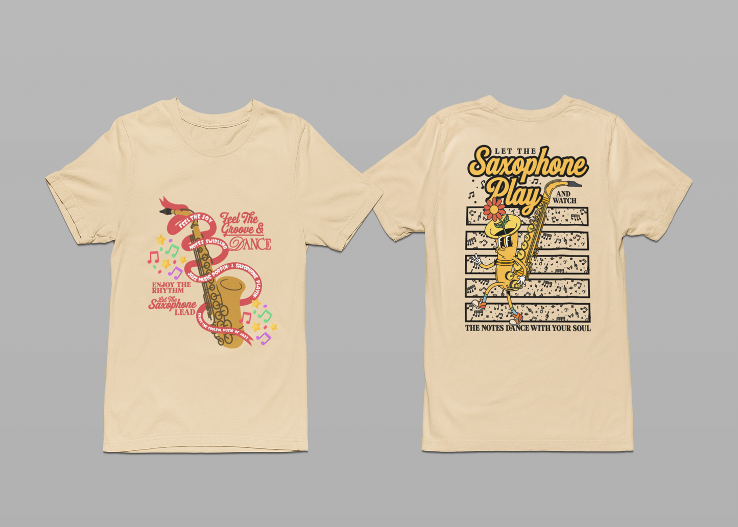 Feel the Groove Let the Saxophone Play Cartoon Saxophone T-Shirt