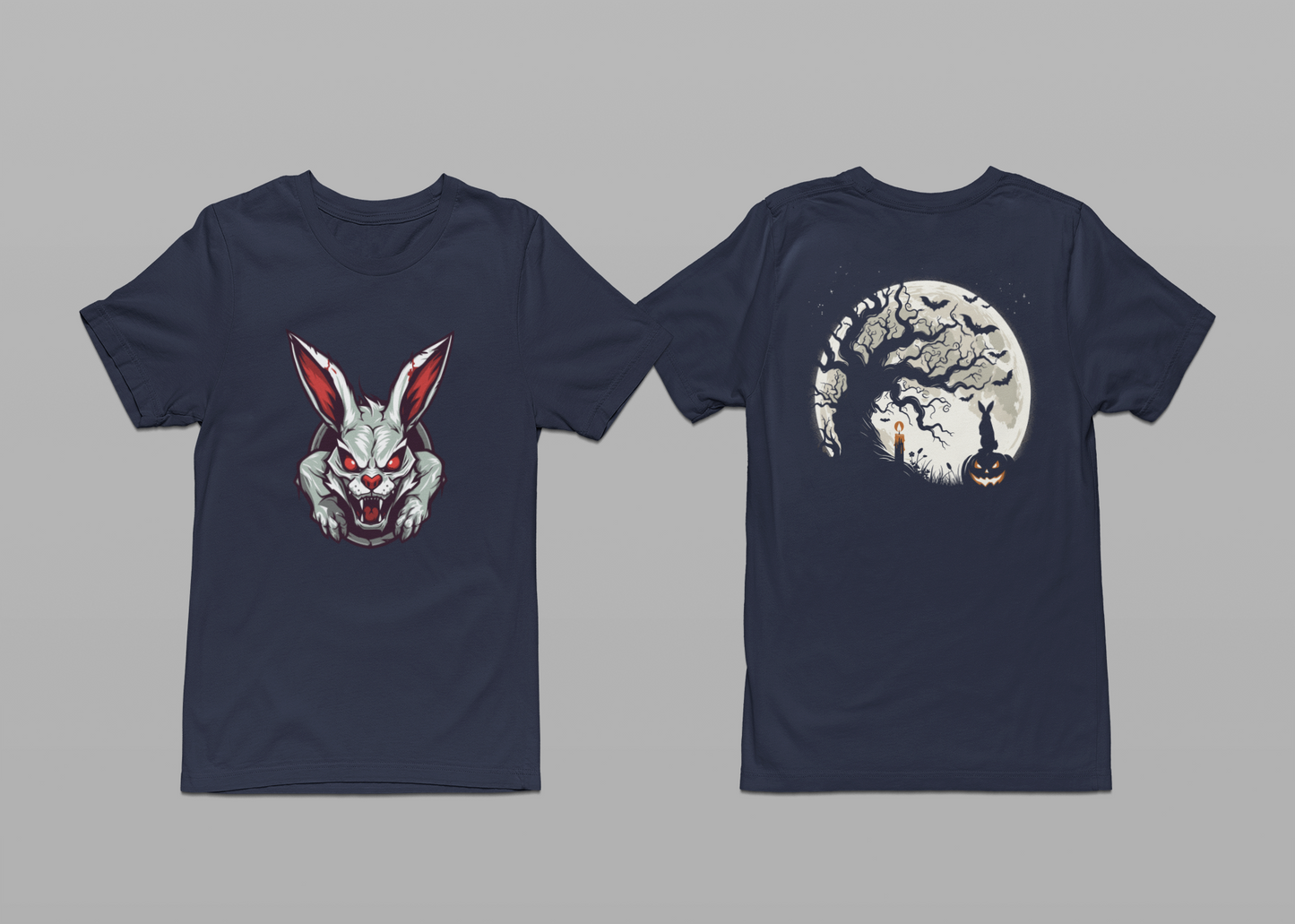 Evil Rabbit and Haunted Full Moon Halloween T-Shirt