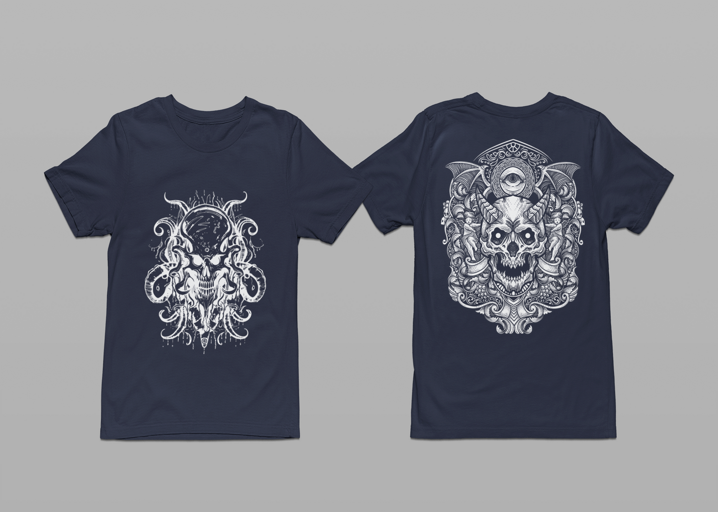 Occult All-Seeing Skull Ornamental Horror T-Shirt