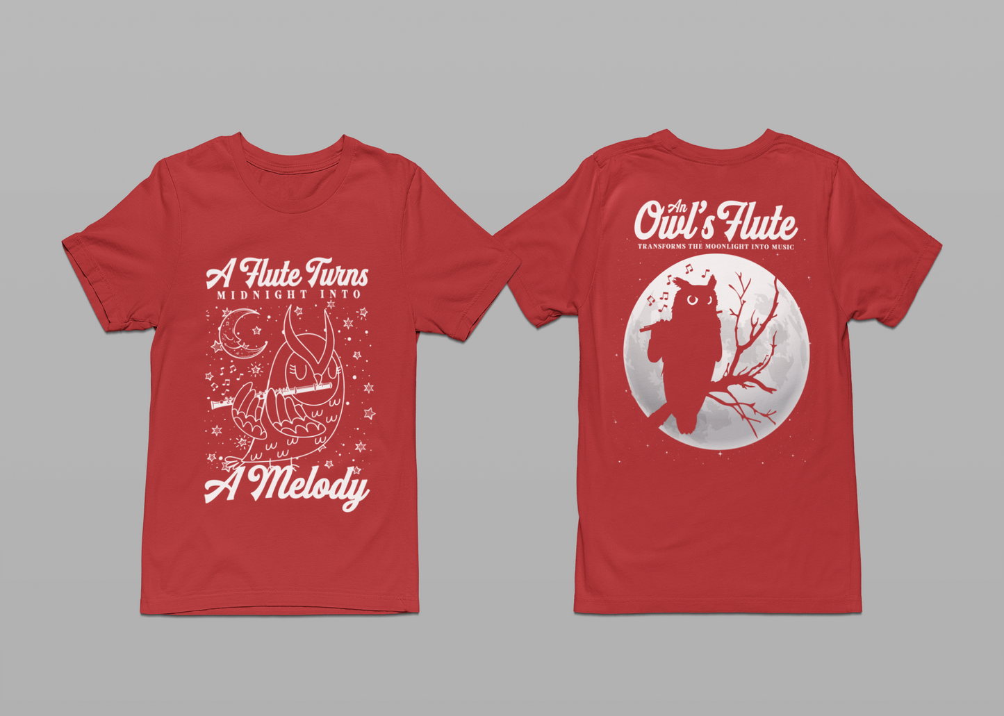 Owl Flute Midnight Melody Moonlight Music T-Shirt