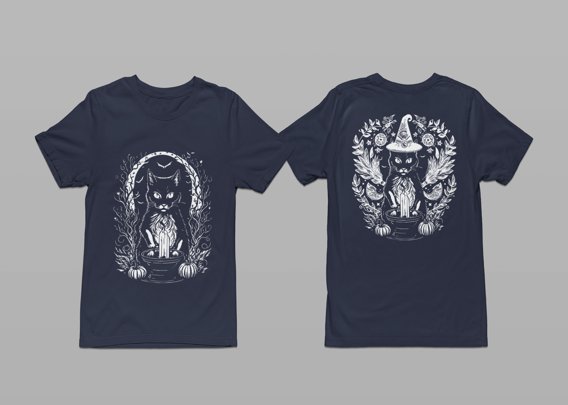 Witchy Black Cat Moon Candle Magic T-Shirt