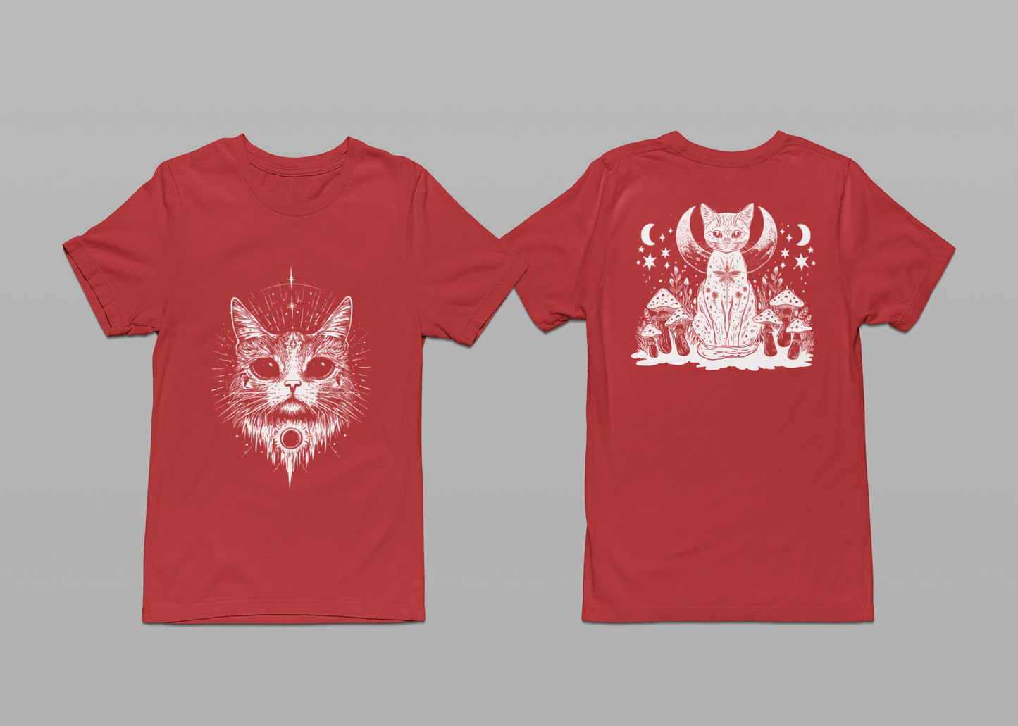 Mystic Moon Cat and Magic Mushrooms T-Shirt
