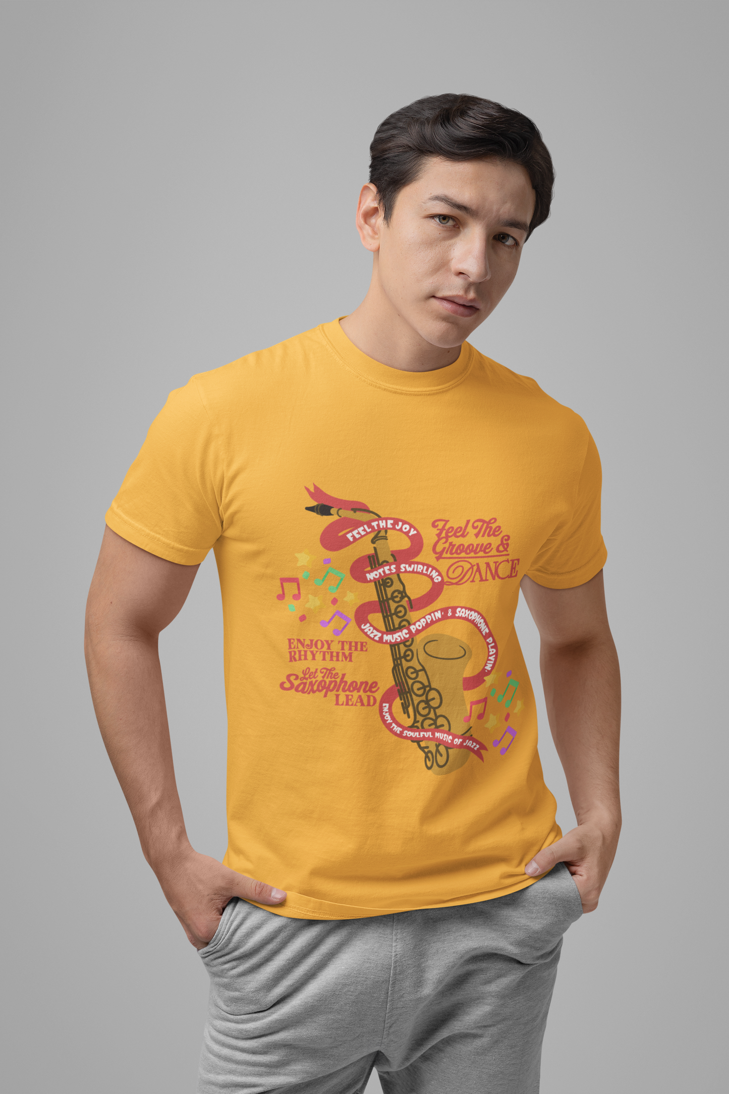 Feel the Groove Let the Saxophone Play Cartoon Saxophone T-Shirt