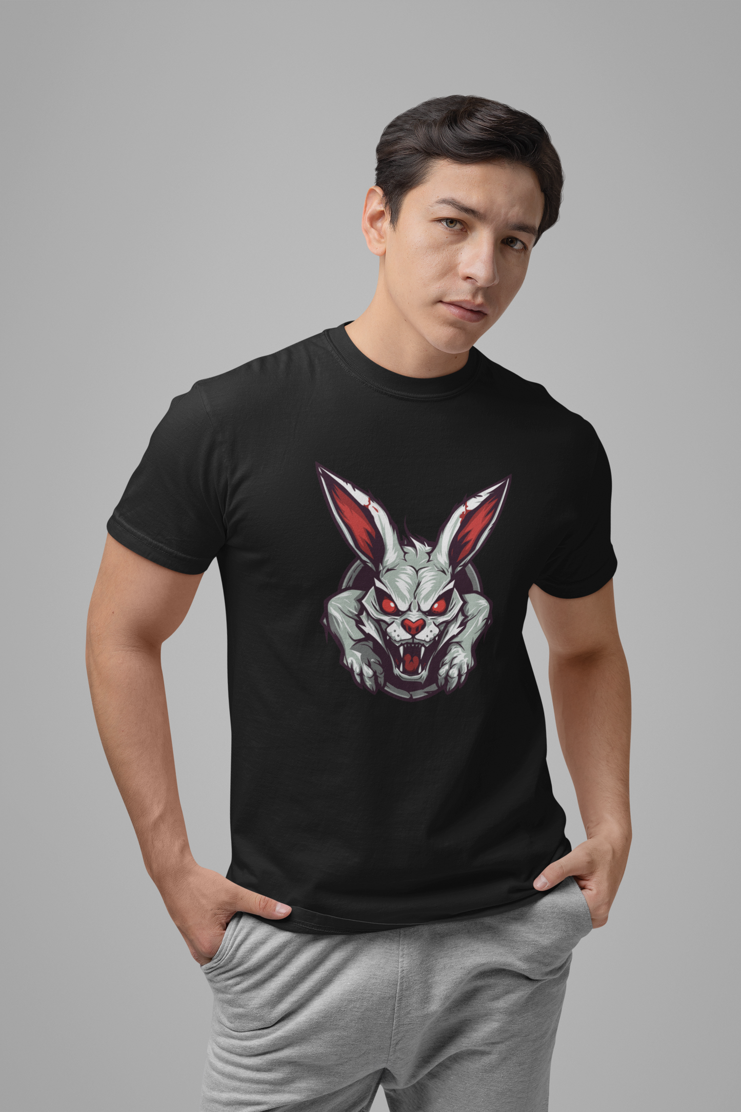 Evil Rabbit and Haunted Full Moon Halloween T-Shirt