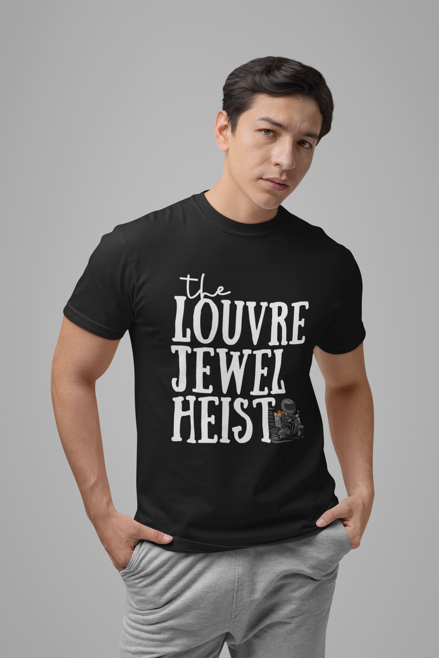 The Louvre Jewel Heist – Paris Heist Humor [White Text] T-Shirt
