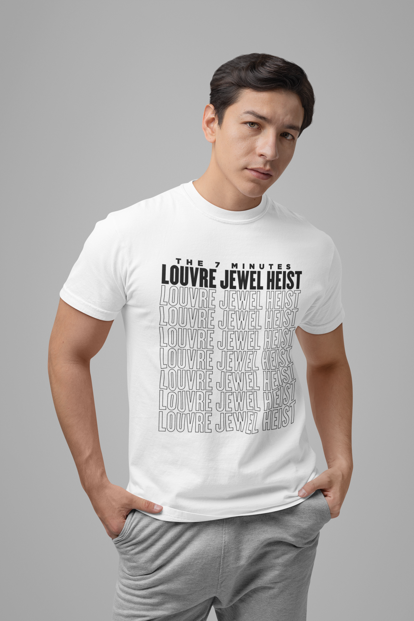 The 7 Minutes Louvre Jewel Heist – Napoleon’s Paris Getaway Tee [Black Text]