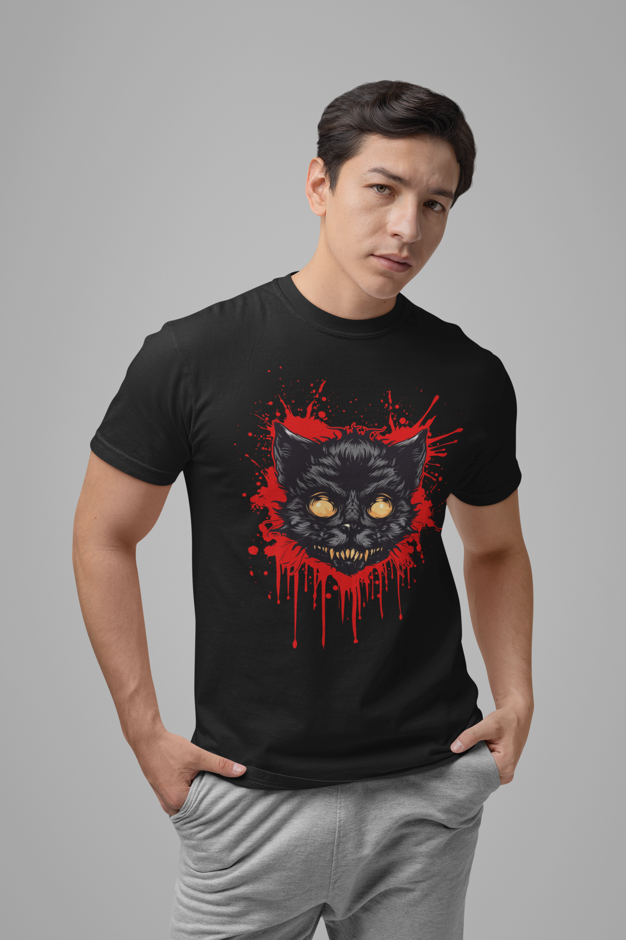 Haunted Zombie Cat Horror House T-Shirt