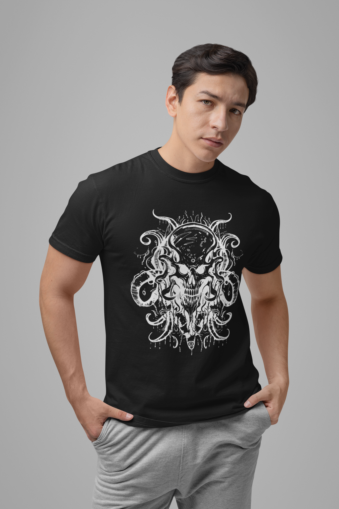 Occult All-Seeing Skull Ornamental Horror T-Shirt