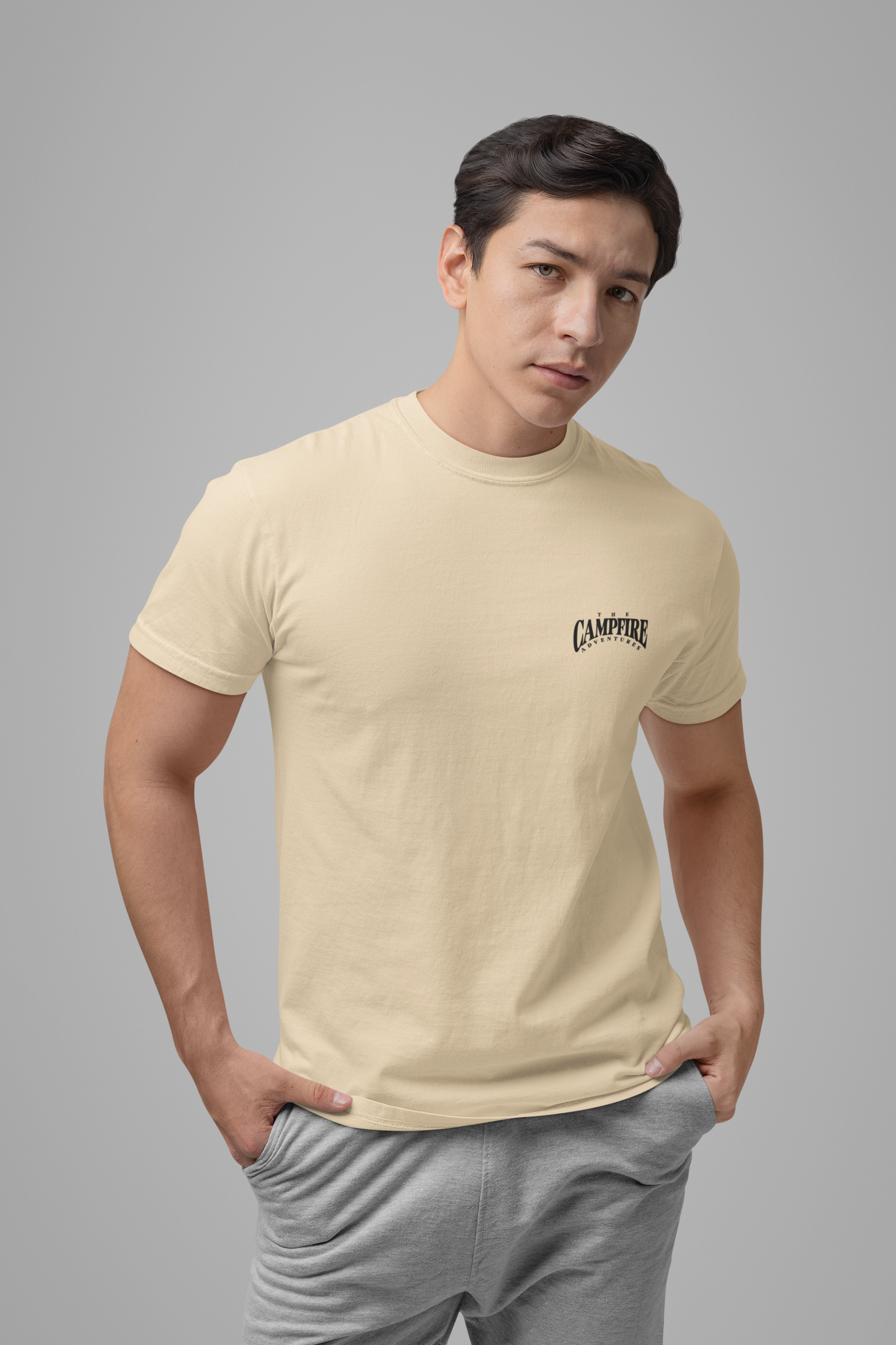 The Adventure Awaits Campfire T-Shirt – Forest Sunset Reflection Graphic