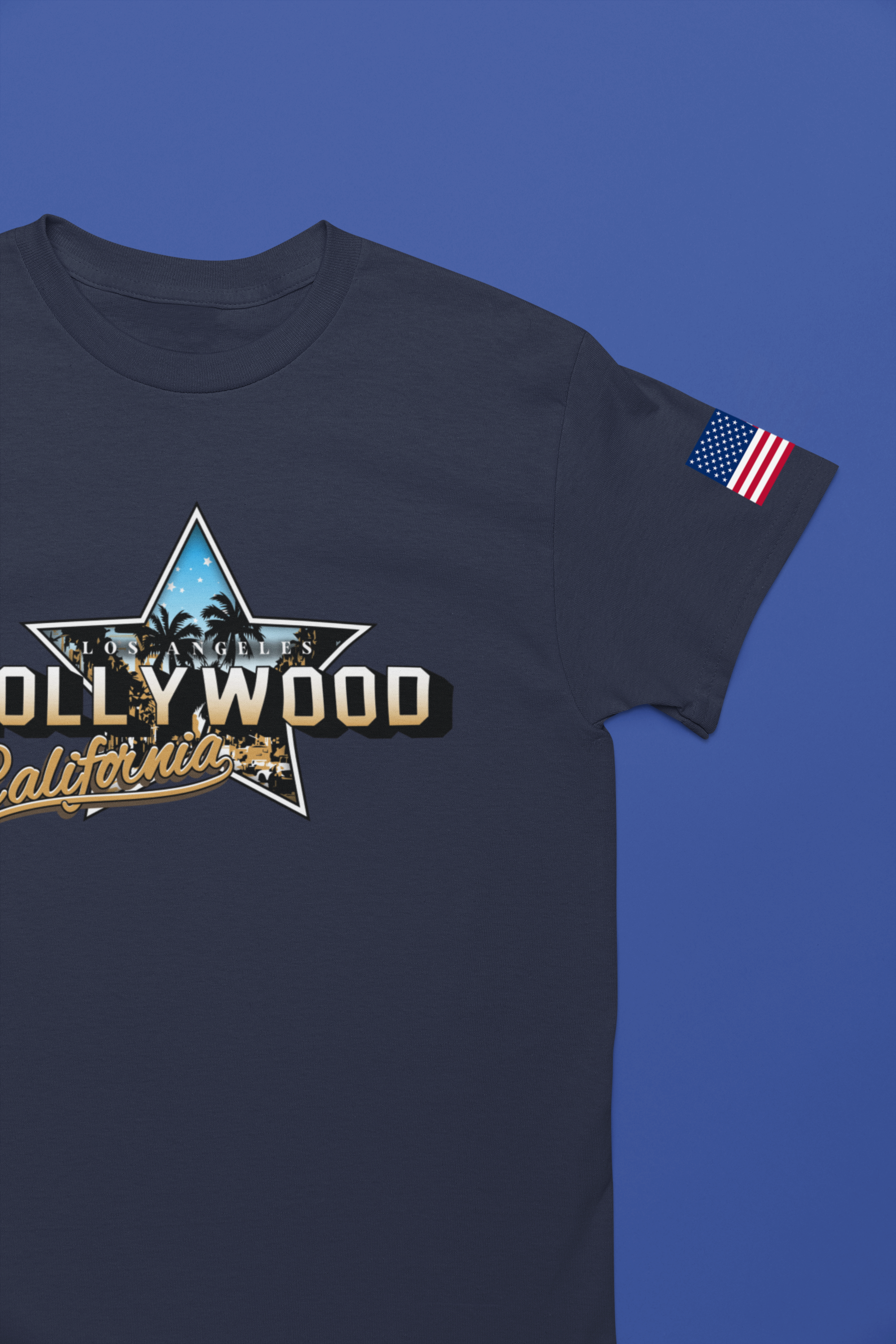 Los Angeles Hollywood California T-Shirt – Star Graphic Palm Tree Night Scene Tee