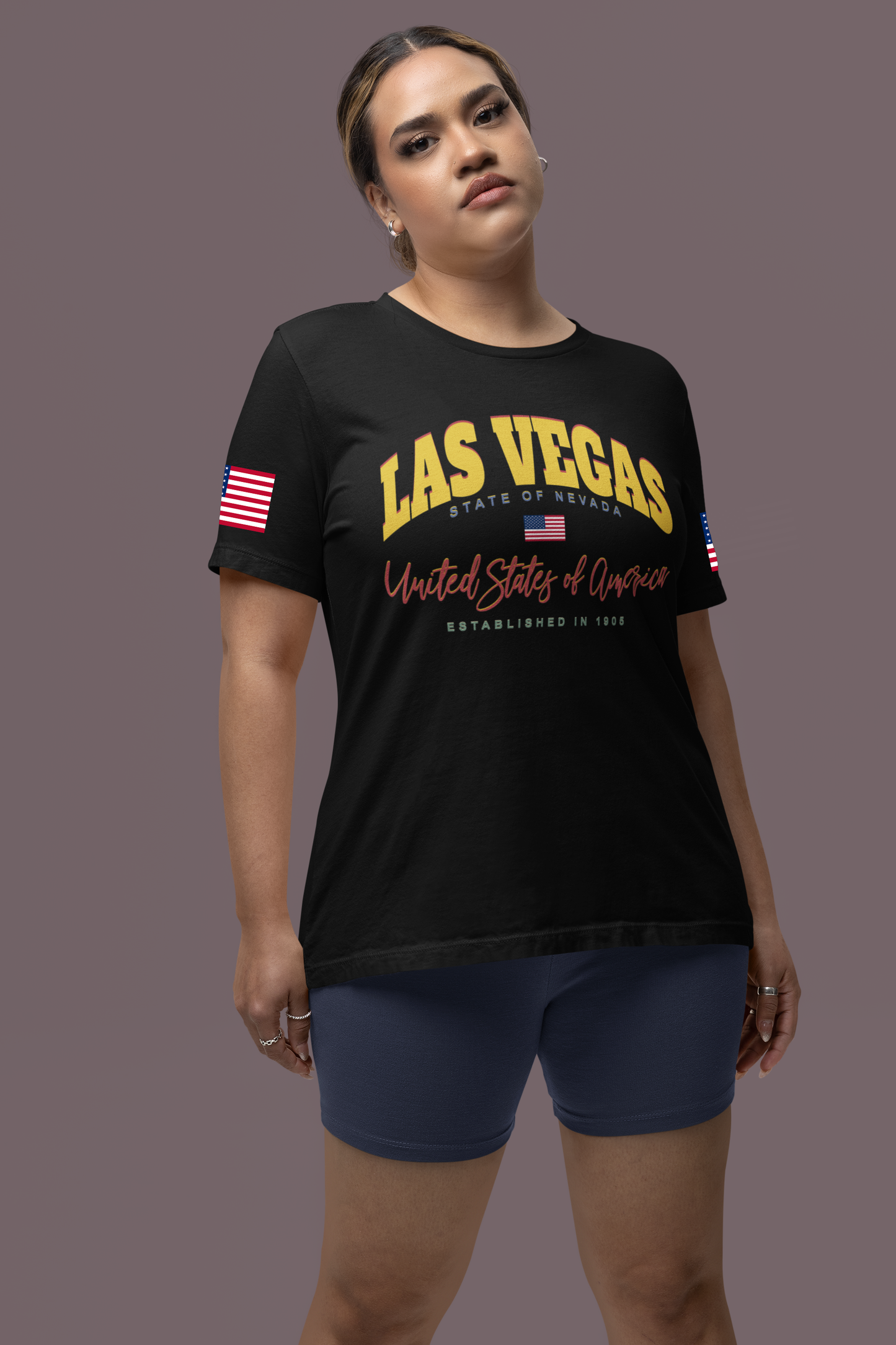 Las Vegas State of Nevada T-Shirt - Est 1905 Navy USA Flag Collegiate Design