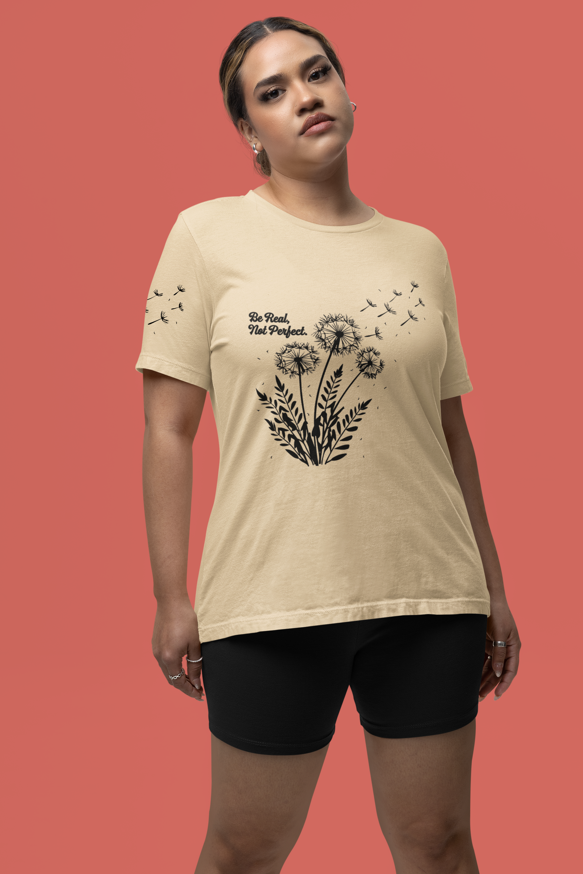 Be Real Not Perfect T-Shirt – Dandelion Inspirational Quote Mental Health Graphic Tee