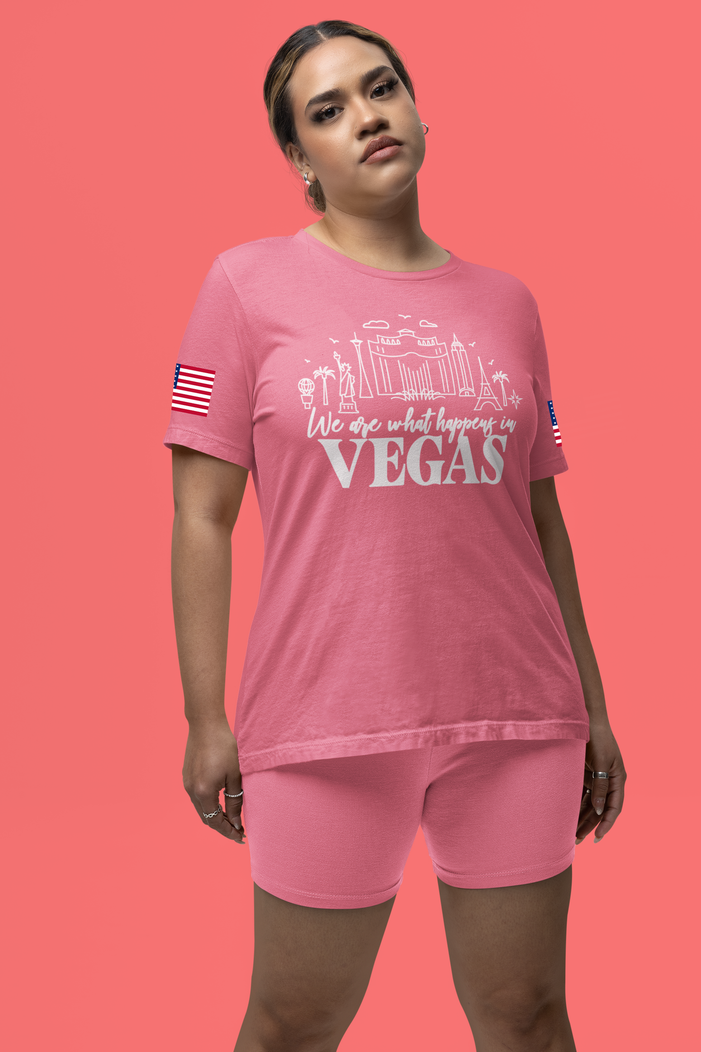 We Are What Happens in Vegas T-Shirt - Group Trip Friends Party Nevada Design