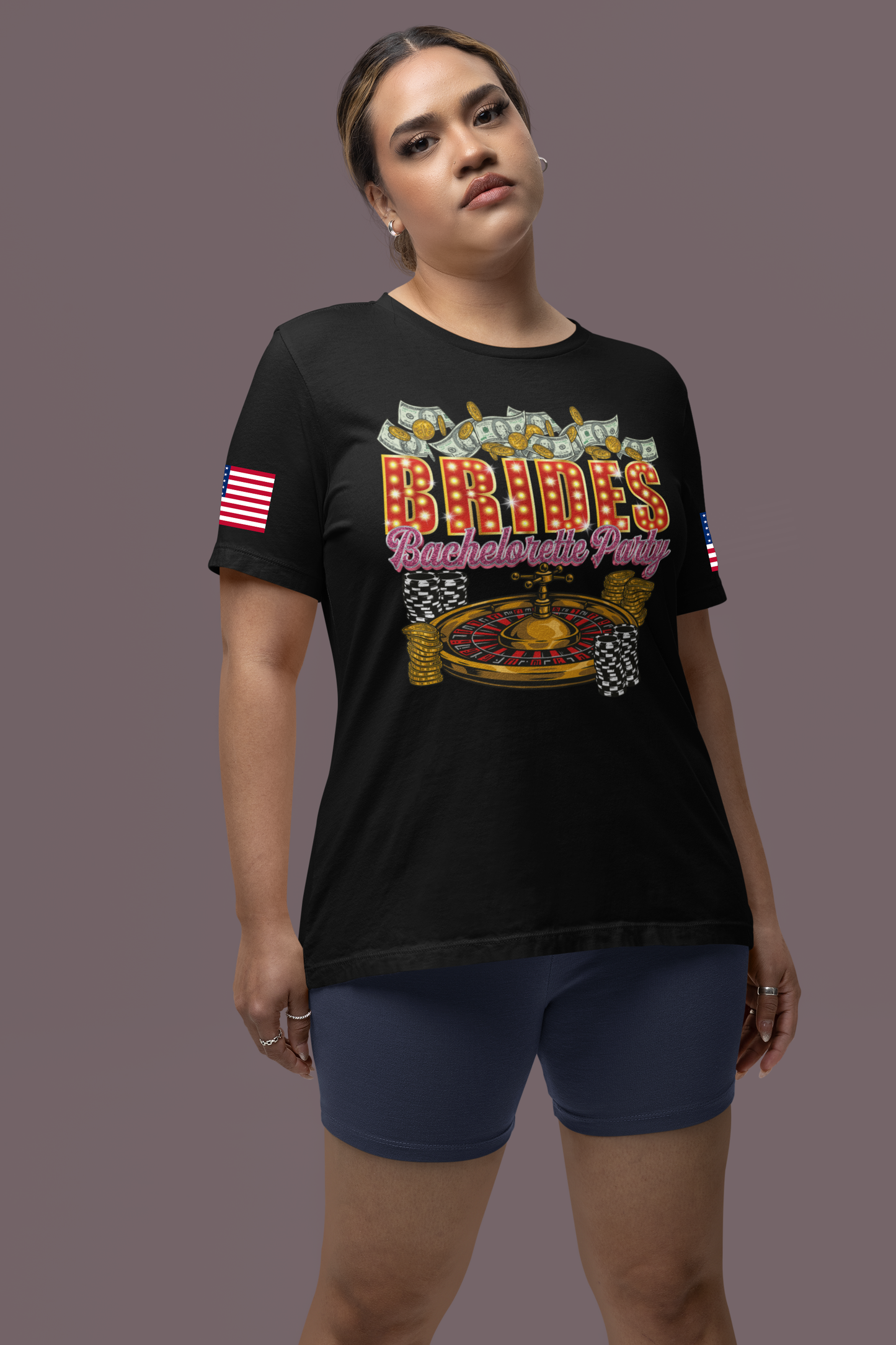 Brides Bachelorette Party Las Vegas T-Shirt - Vegas Casino Money Roulette Girls Trip