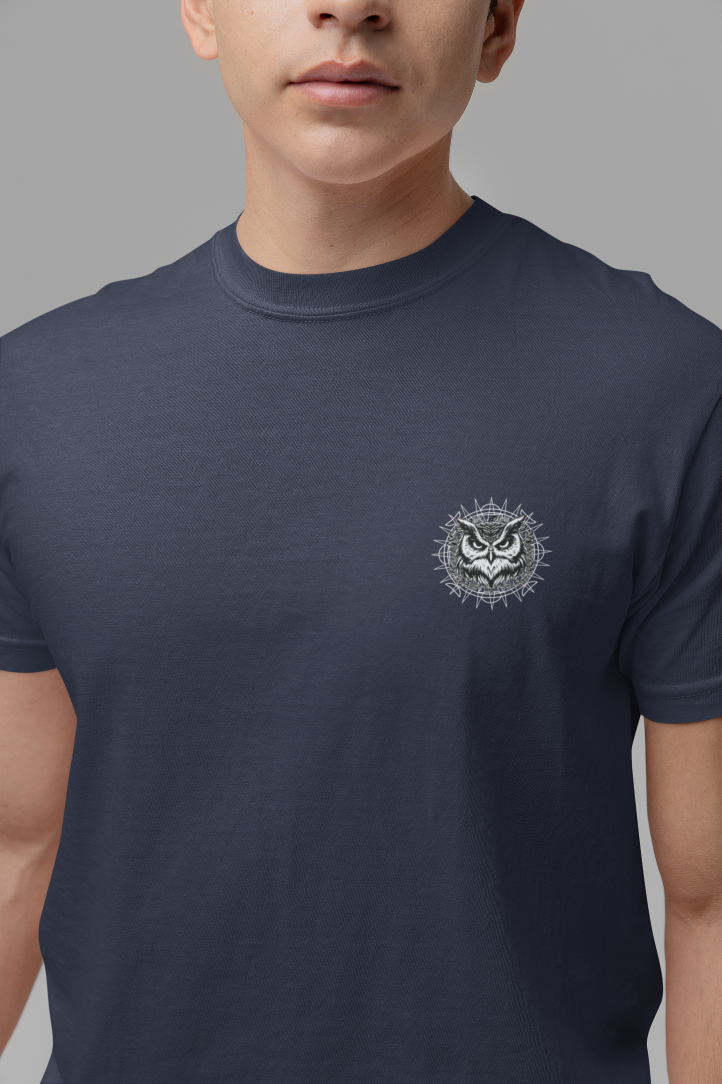 Spirit of Wisdom Owl T-Shirt – Wise Owl with Witch Hat and Medal [White Text]