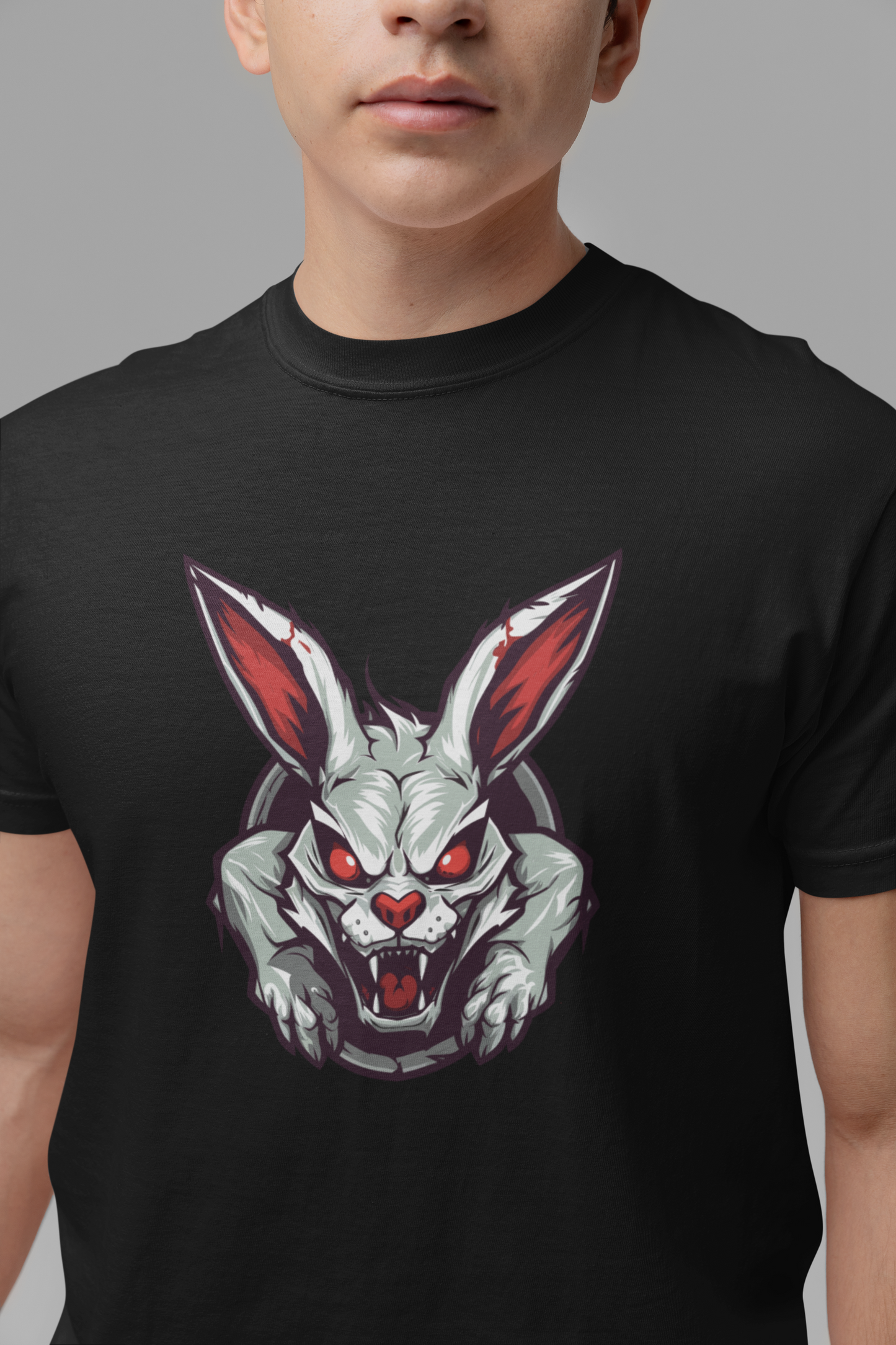 Evil Rabbit and Haunted Full Moon Halloween T-Shirt