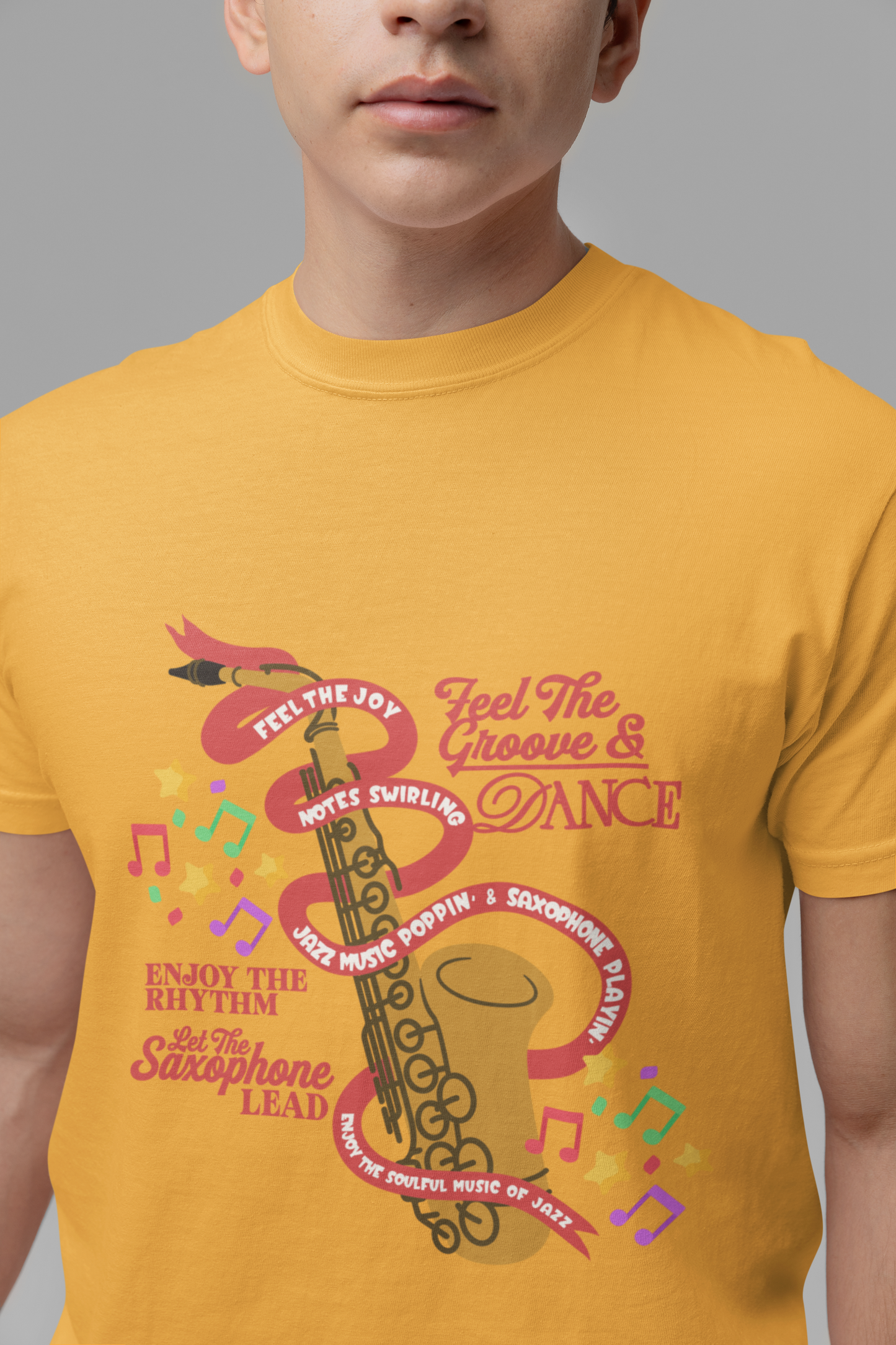 Feel the Groove Let the Saxophone Play Cartoon Saxophone T-Shirt