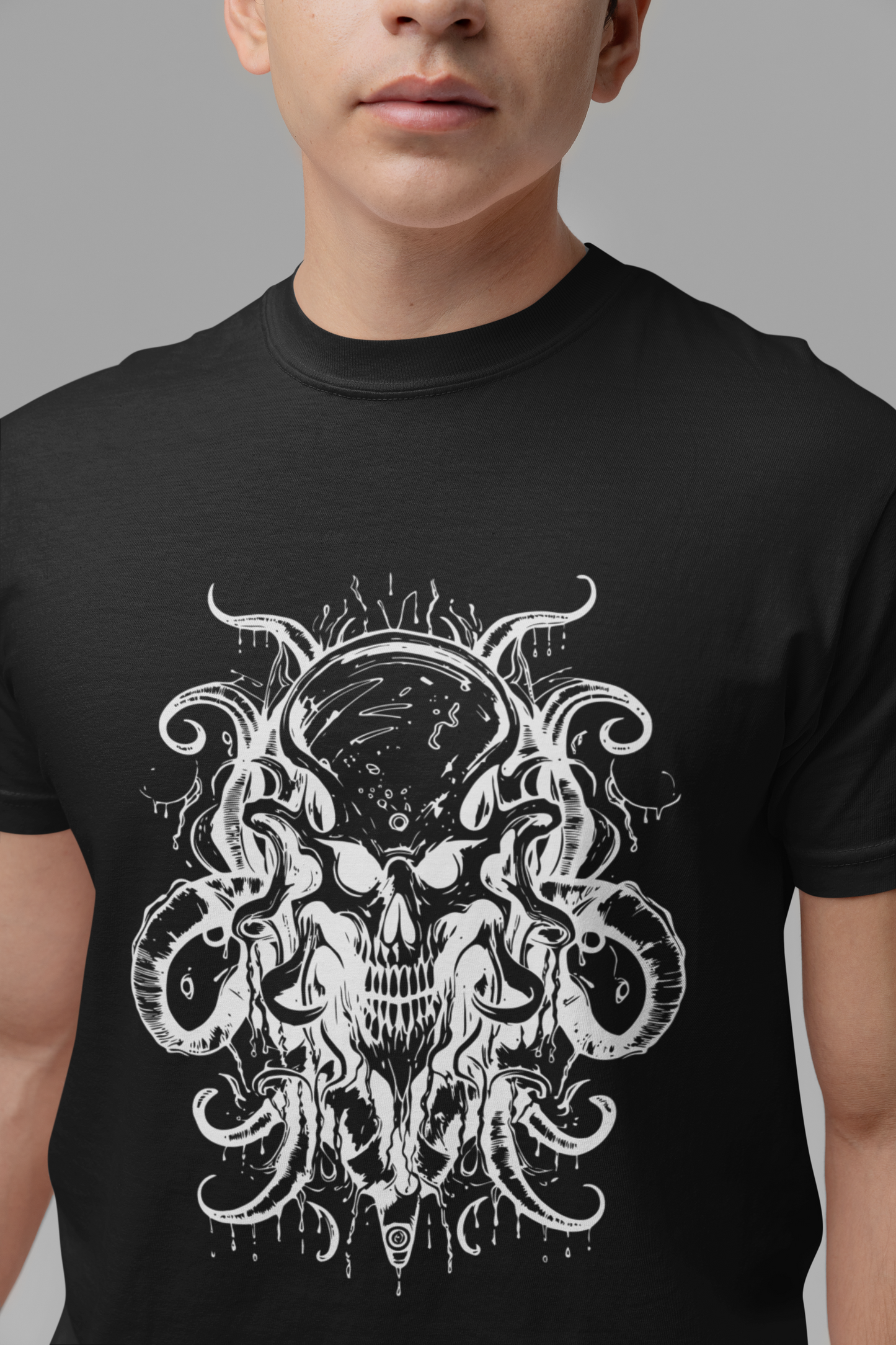 Occult All-Seeing Skull Ornamental Horror T-Shirt