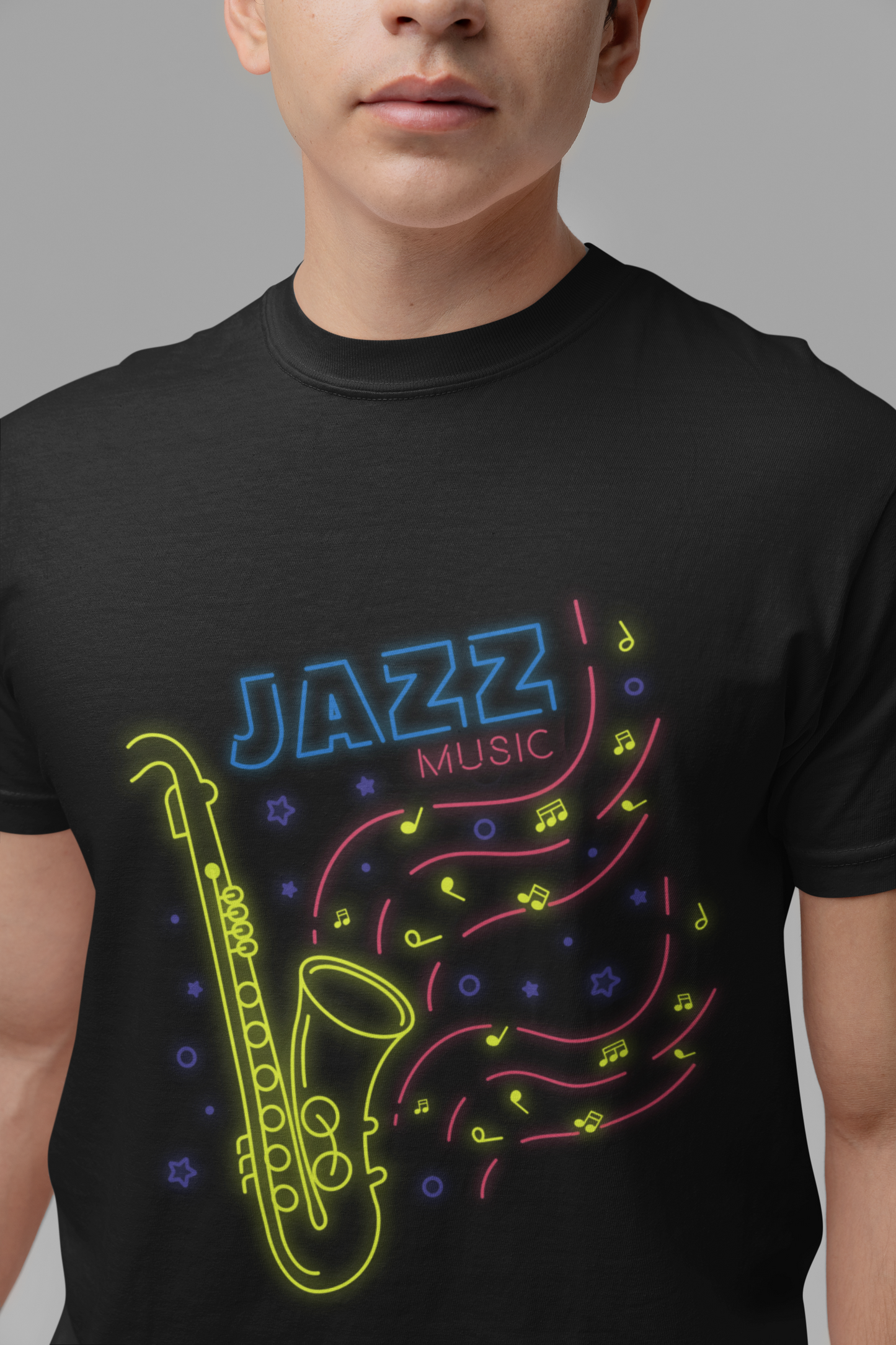 Neon Jazz Night Saxophone Music T-Shirt