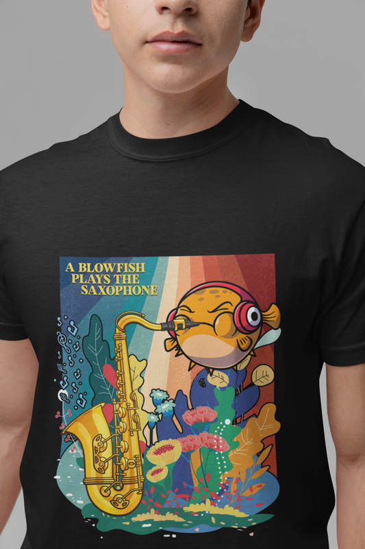 Underwater Jazz Blowfish Saxophone T-Shirt