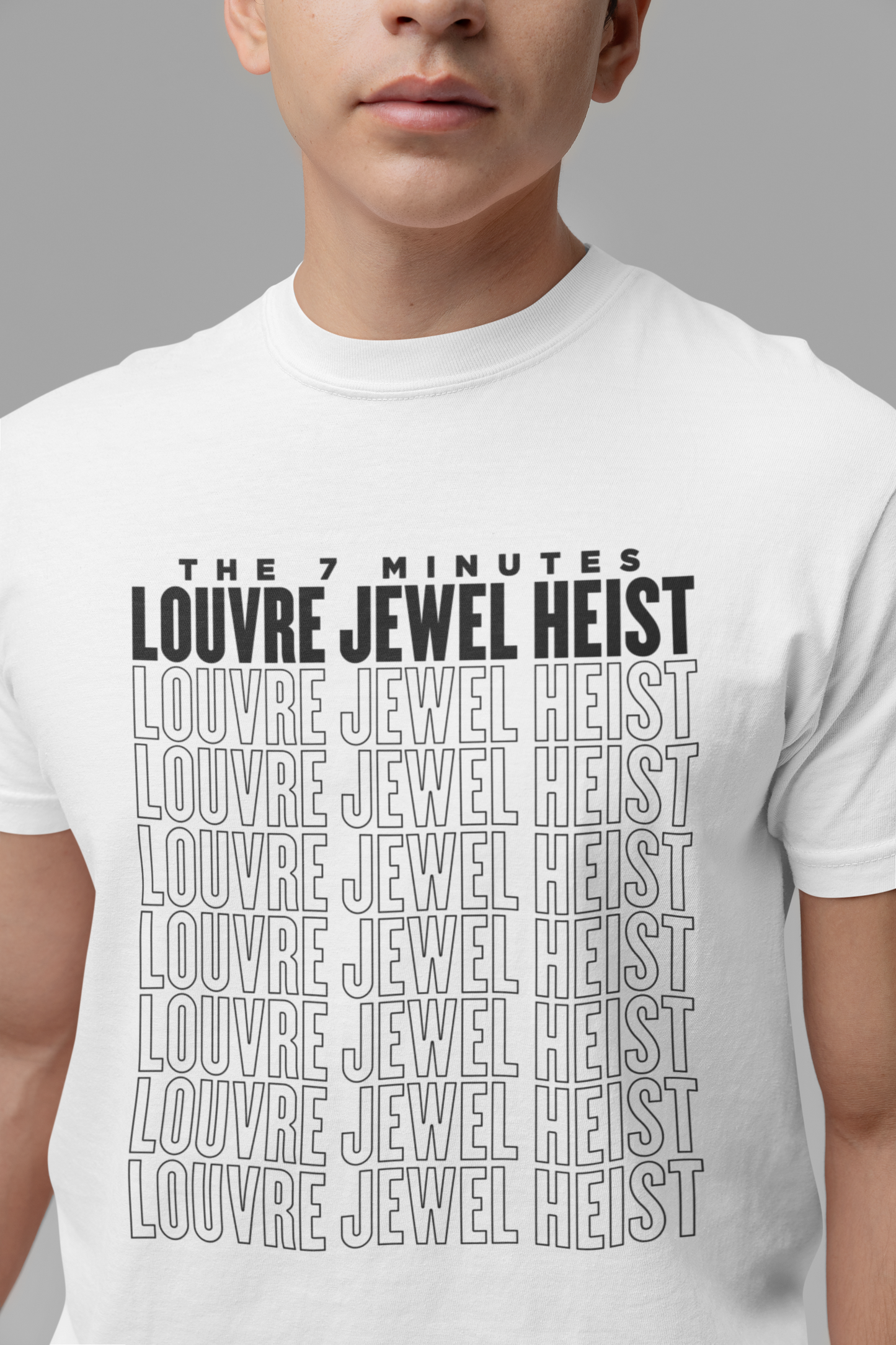 The 7 Minutes Louvre Jewel Heist – Napoleon’s Paris Getaway Tee [Black Text]