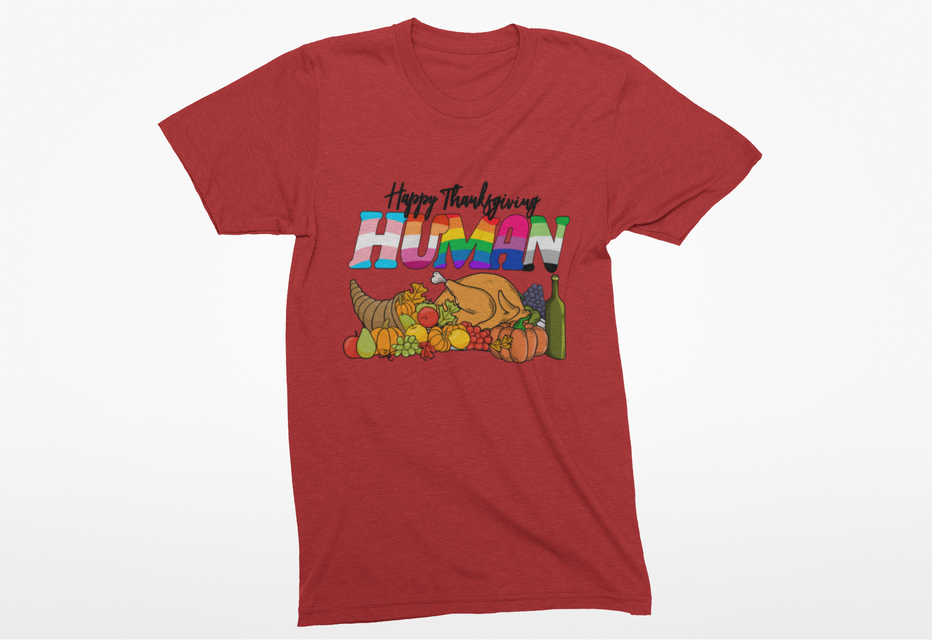 Happy Thanksgiving Human Gradient Text T-Shirt