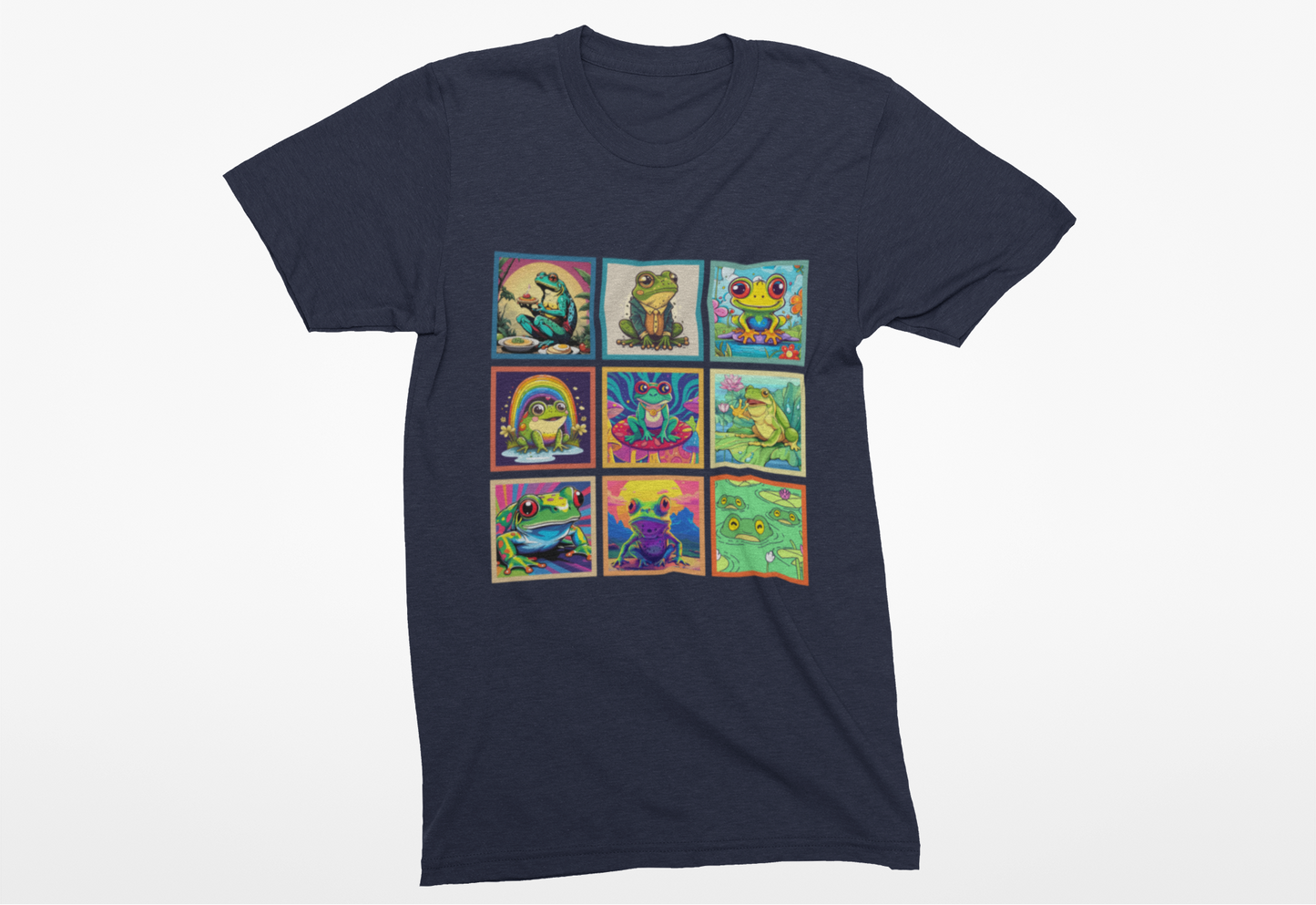 Colorful Frogs Pop Art Tshirt – Nine Amphibian Friends