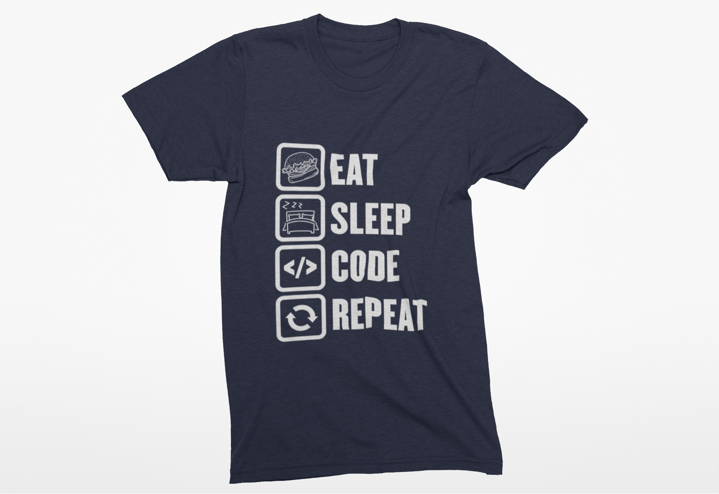 Eat, Sleep, Code, Repeat Tshirt – Minimalist Icon Design