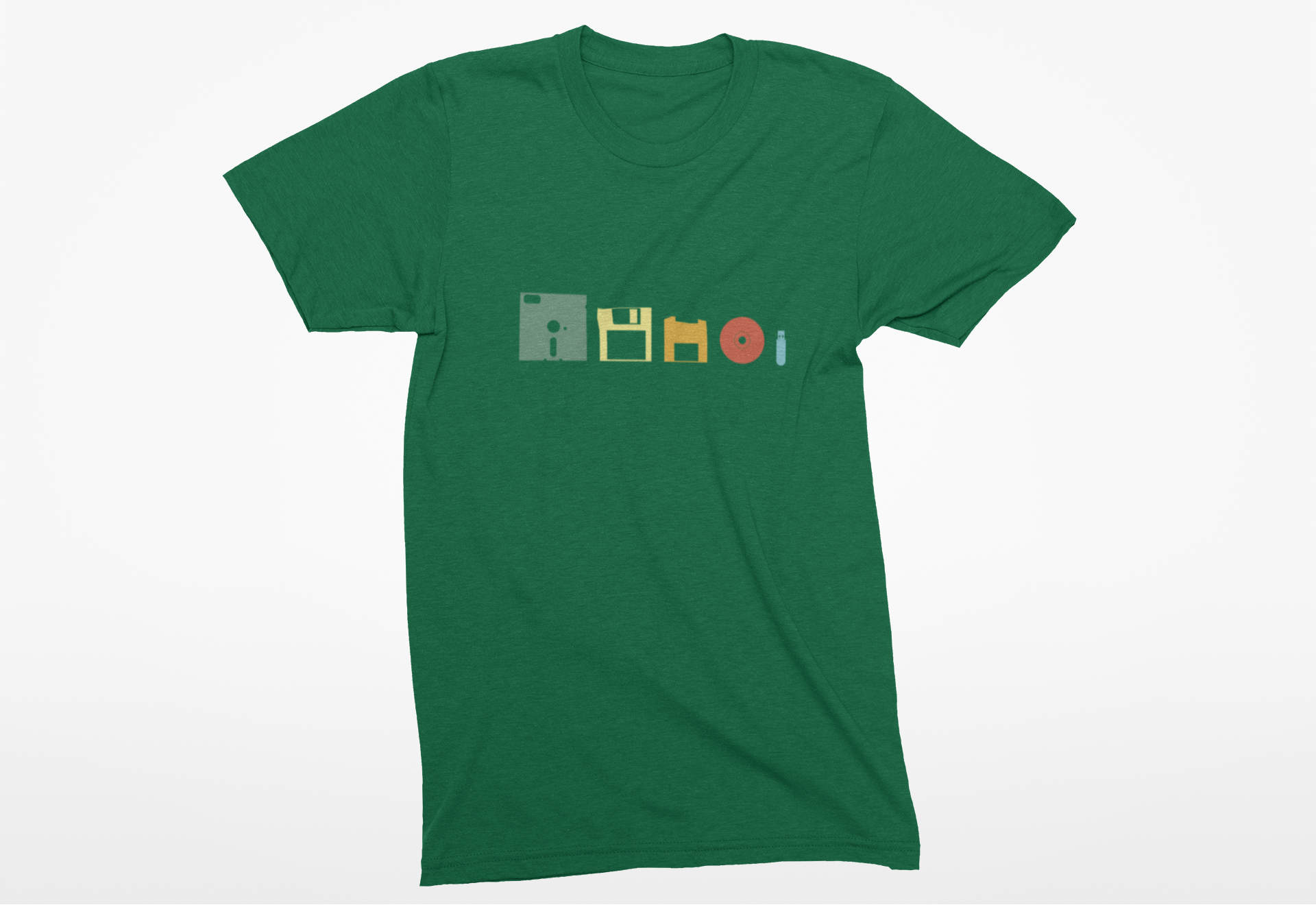 Data Storage Evolution Tshirt – Floppy Disk to CD to Thumb Drive