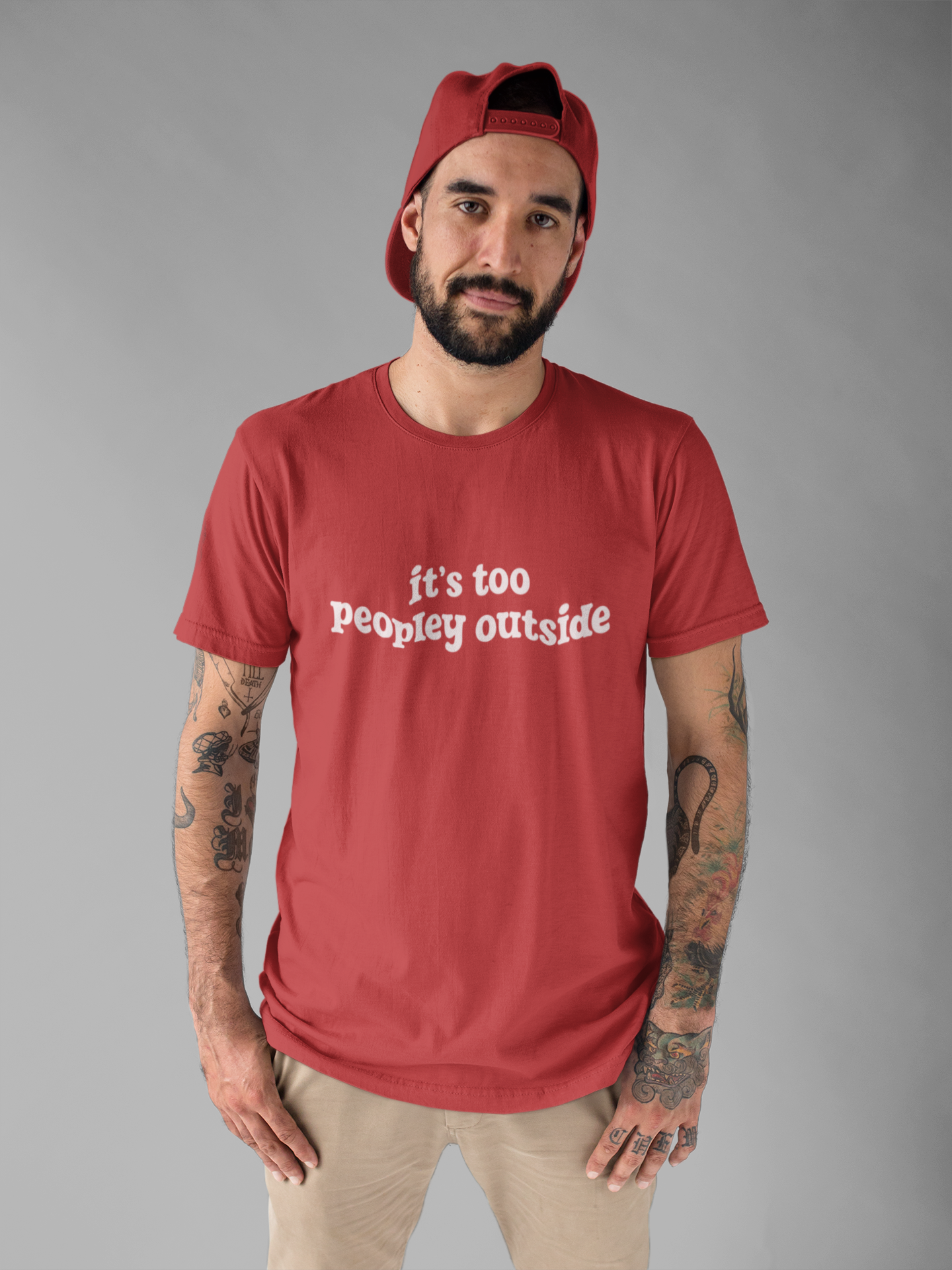 It’s Too Peopley Outside T-Shirt – Funny Introvert Sarcasm Quote Tee