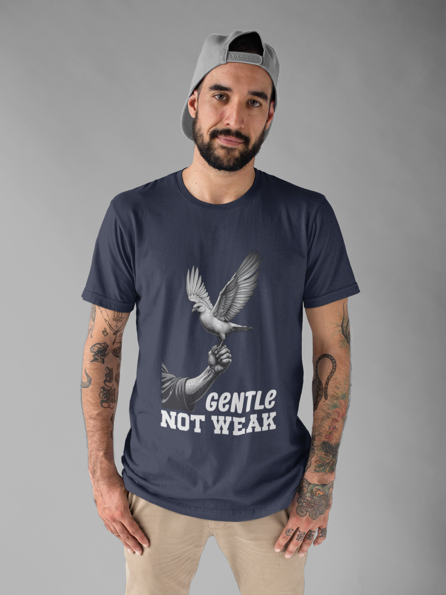 Gentle Not Weak T-Shirt – Dove and Hand Motivational Graphic Tee