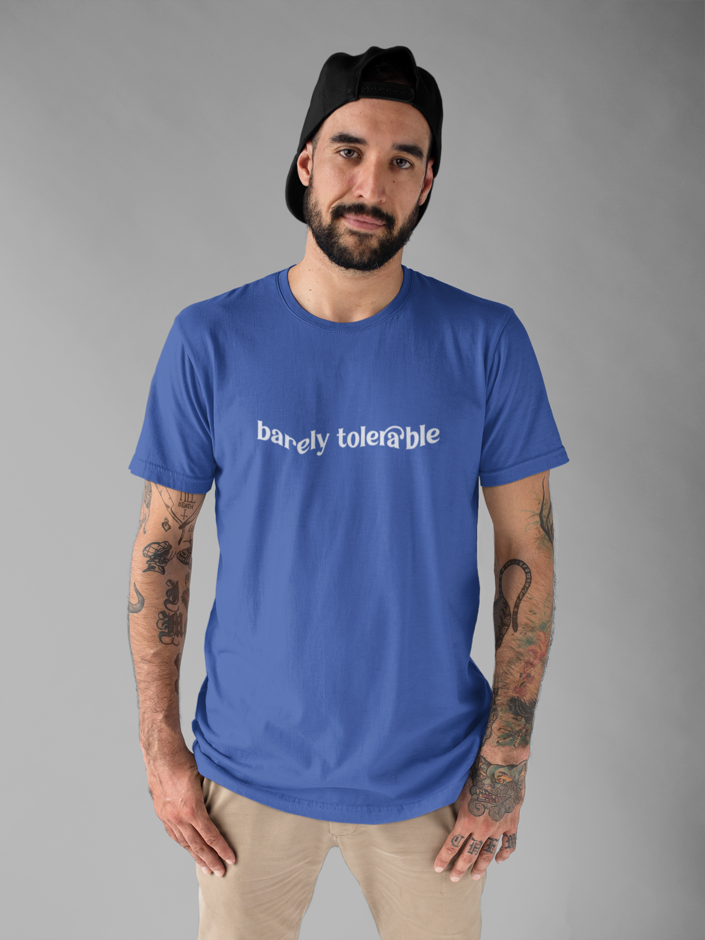 Barely Tolerable T-Shirt – Sarcastic Humor Minimalist Statement Tee