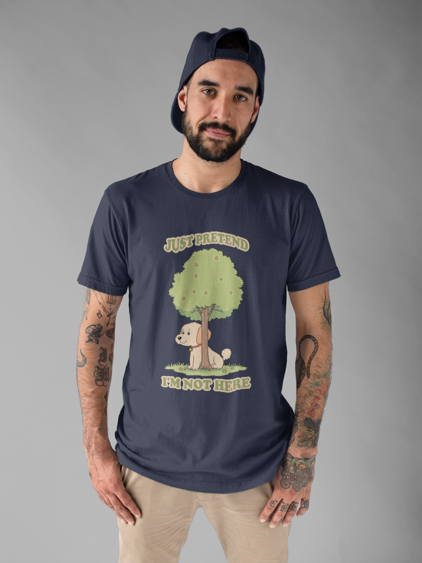 Just Pretend, I’m Not Here T-Shirt – Funny Hiding Dog Graphic Tee
