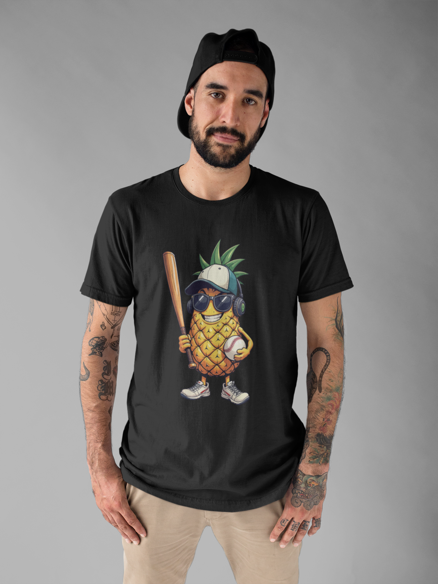 Pineapple Baseball Aggressive Mascot Tshirt Cool Fruit Sports Character