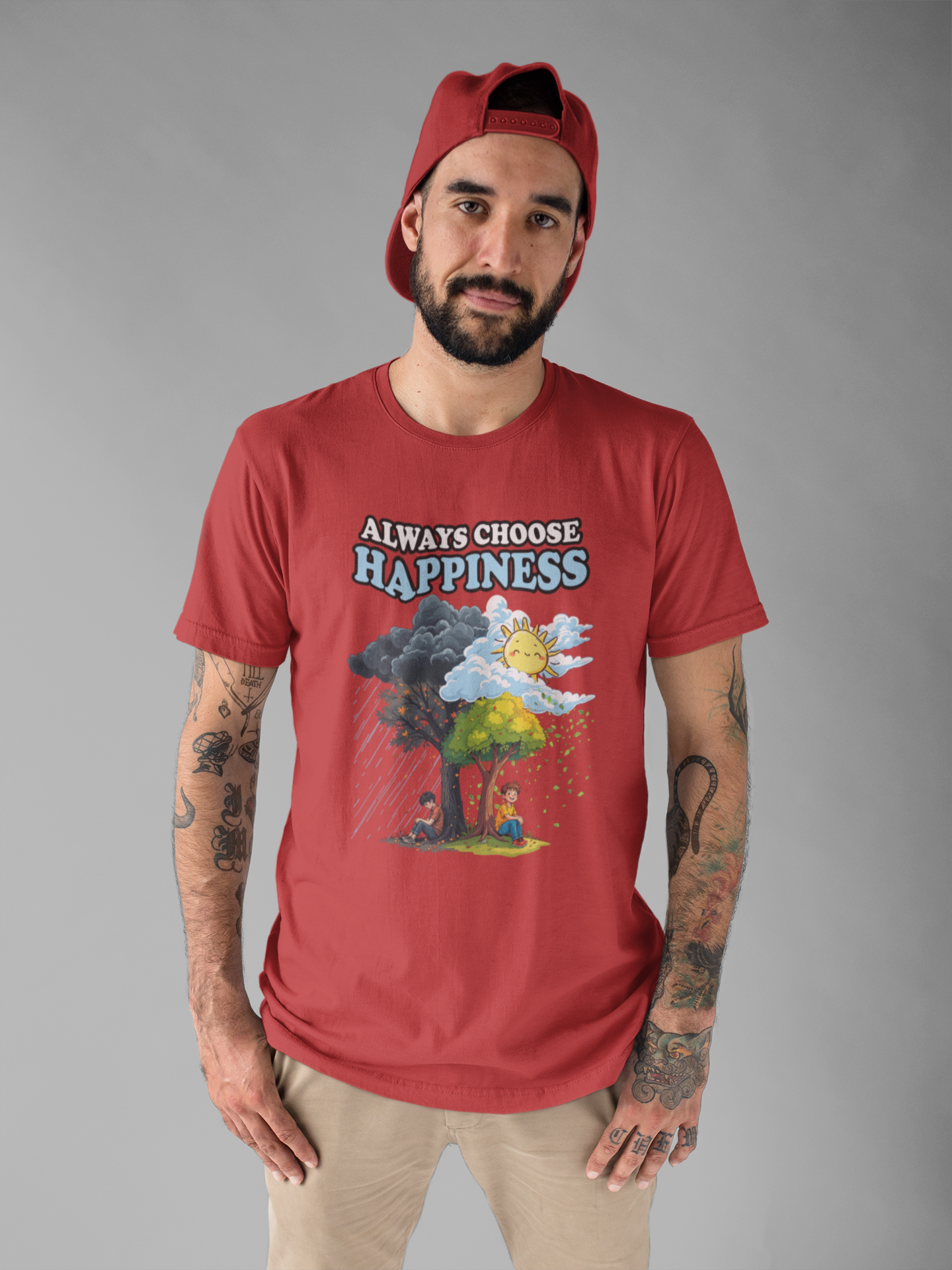 Embrace positivity Always Choose Happiness – Two Sides of Life Motivational Graphic T-Shirt