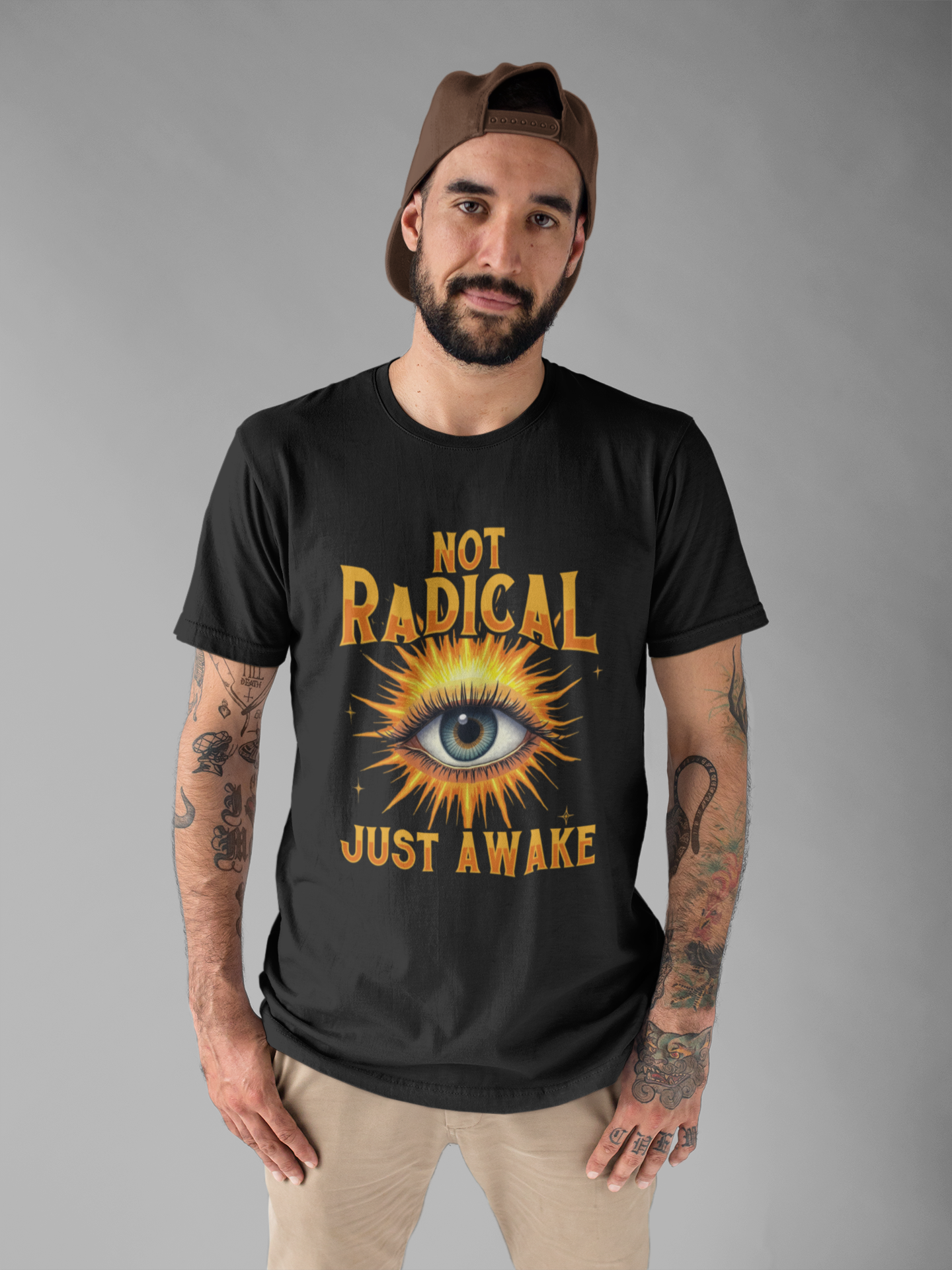 Not Radical, Just Awake | Bold Open Eye with Flashy Glow T-Shirt
