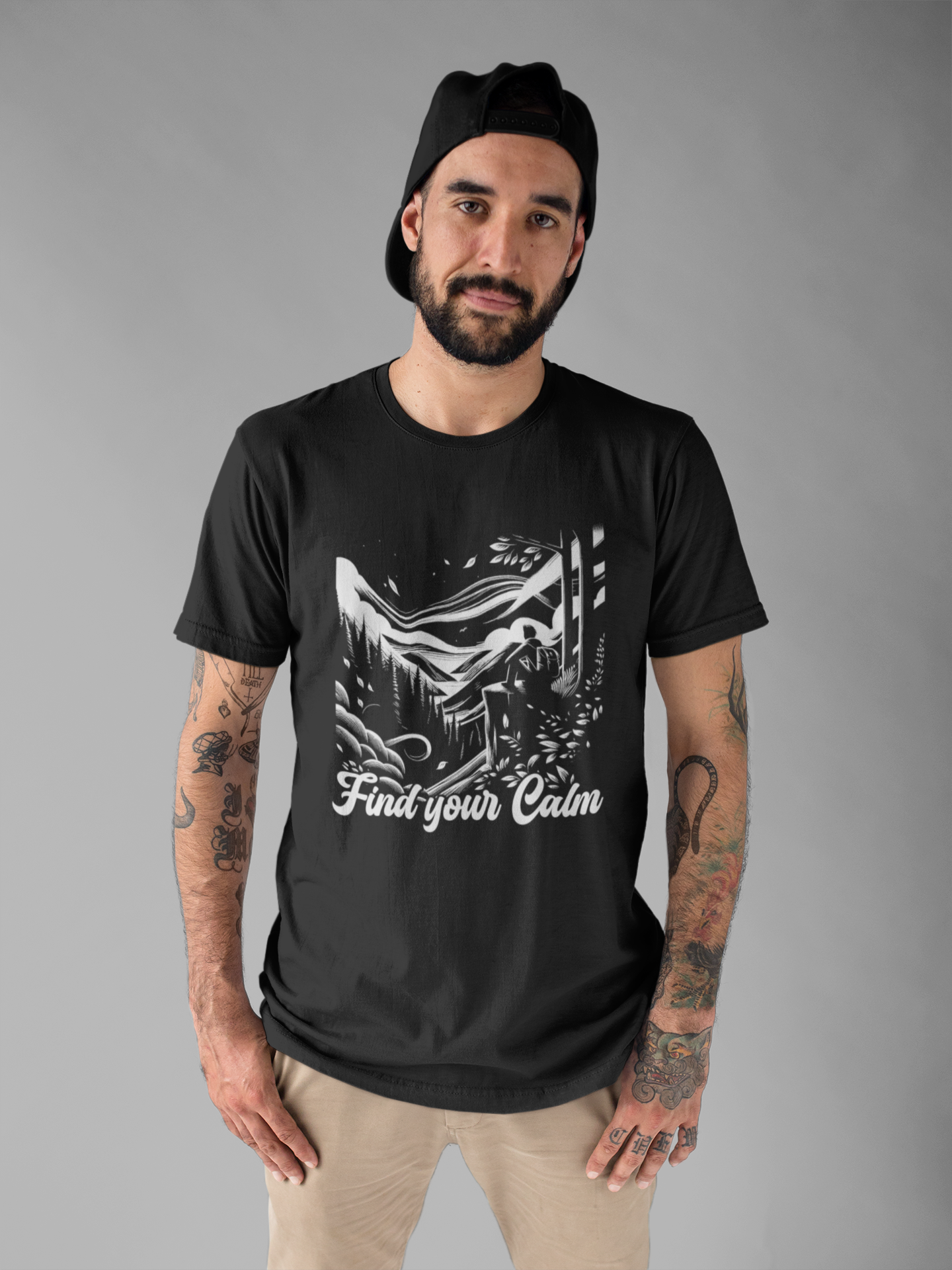 Breathe in the Wild Find Your Calm | Nature Reflection Graphic T-Shirt