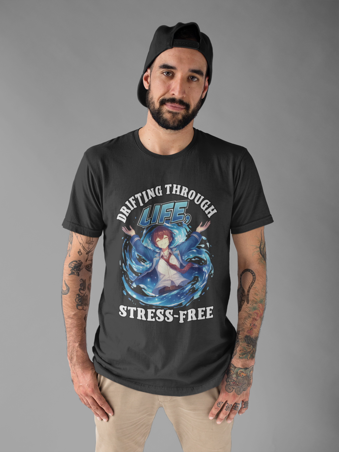Let Go And Let Flow Shirt, Tranquil Anime Boy Tee, Water Energy Graphic T Shirt, Spiritual Release Apparel, Calm Vibes Minimalist Top