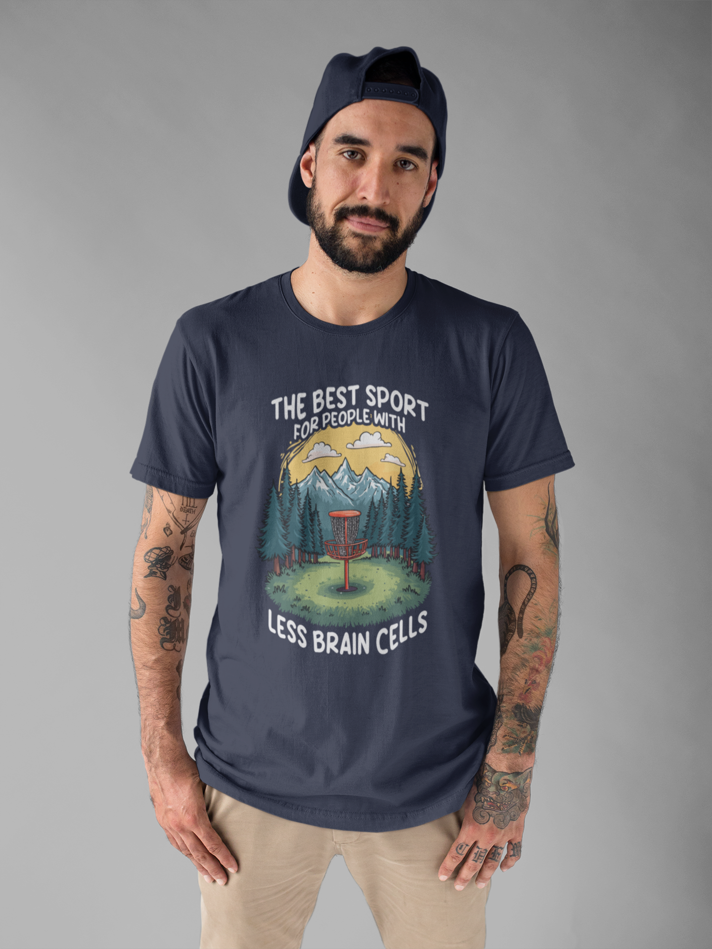 Best Sport for People with Less Brain Cells Tshirt – Funny Disc Golf Mountain Scene