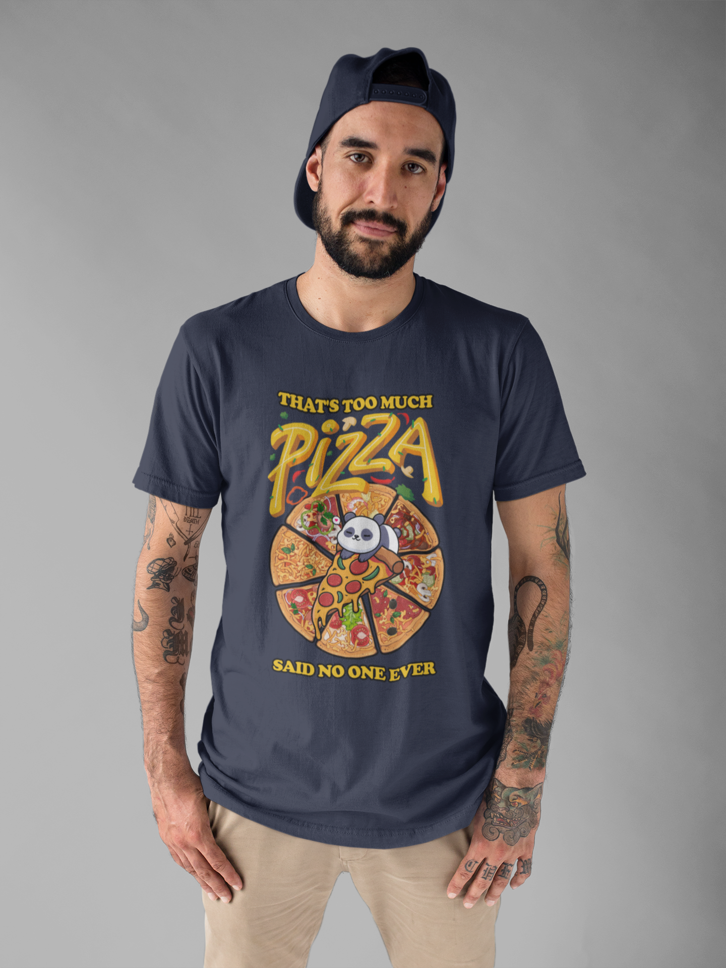 That’s Too Much Pizza Said No One Ever T-Shirt – Adorable Baby Panda and Pizza Slices Graphic Tee