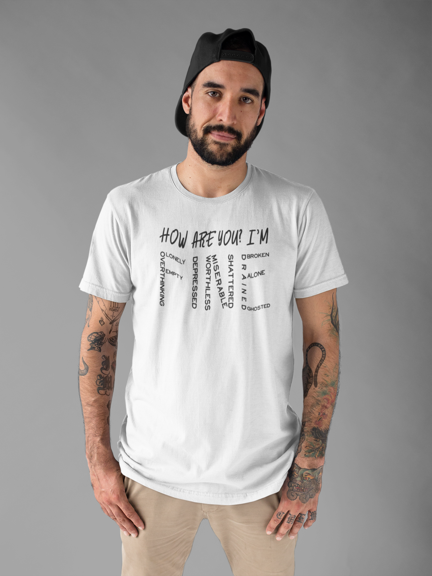 How Are You? I'm Fine Graphic Statement Tee for Mental Health Awareness and Emotional Honesty Advocates