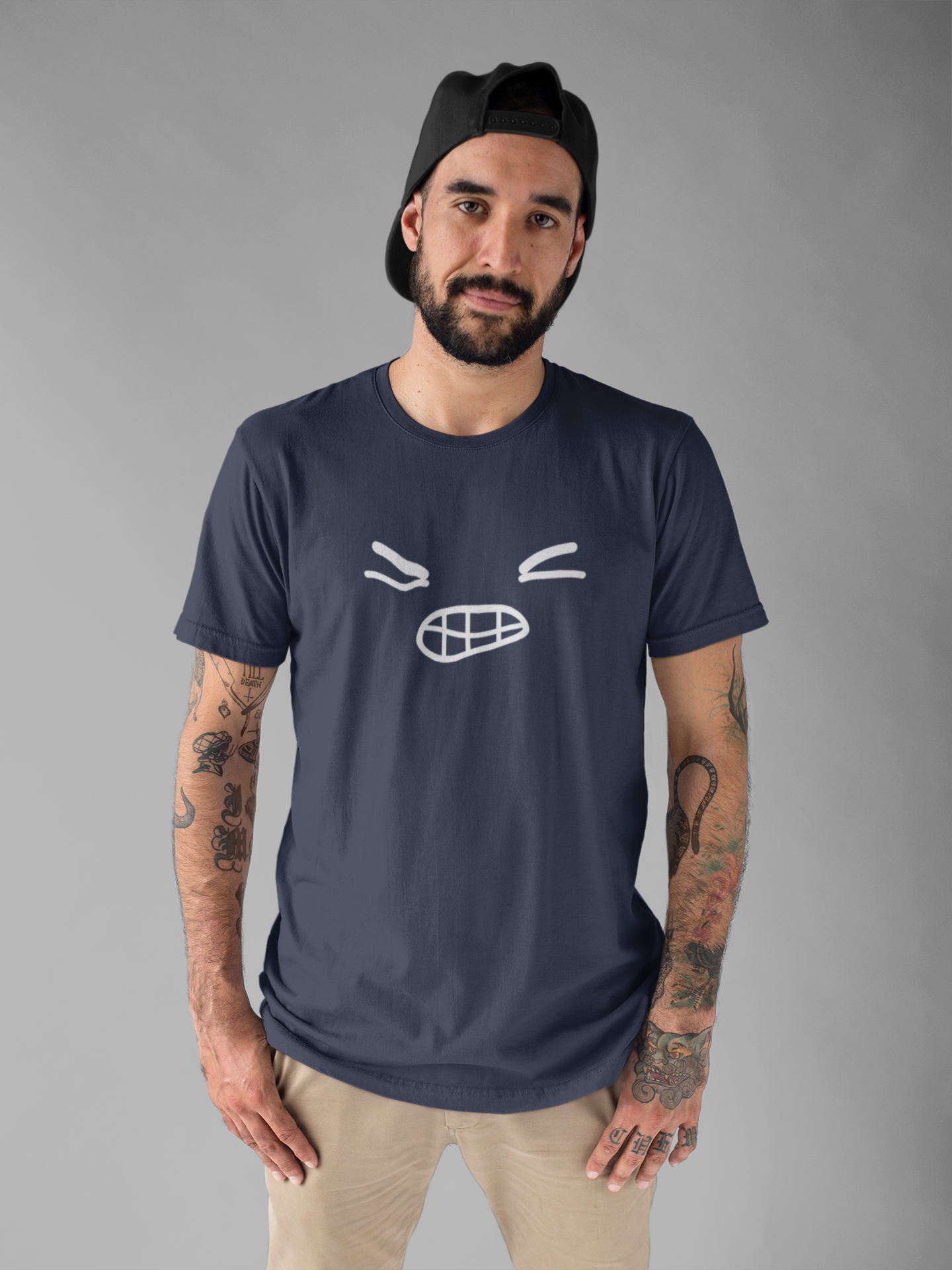 Minimalist Bold Expression T-Shirt – Black Tee with Bold Face Graphic