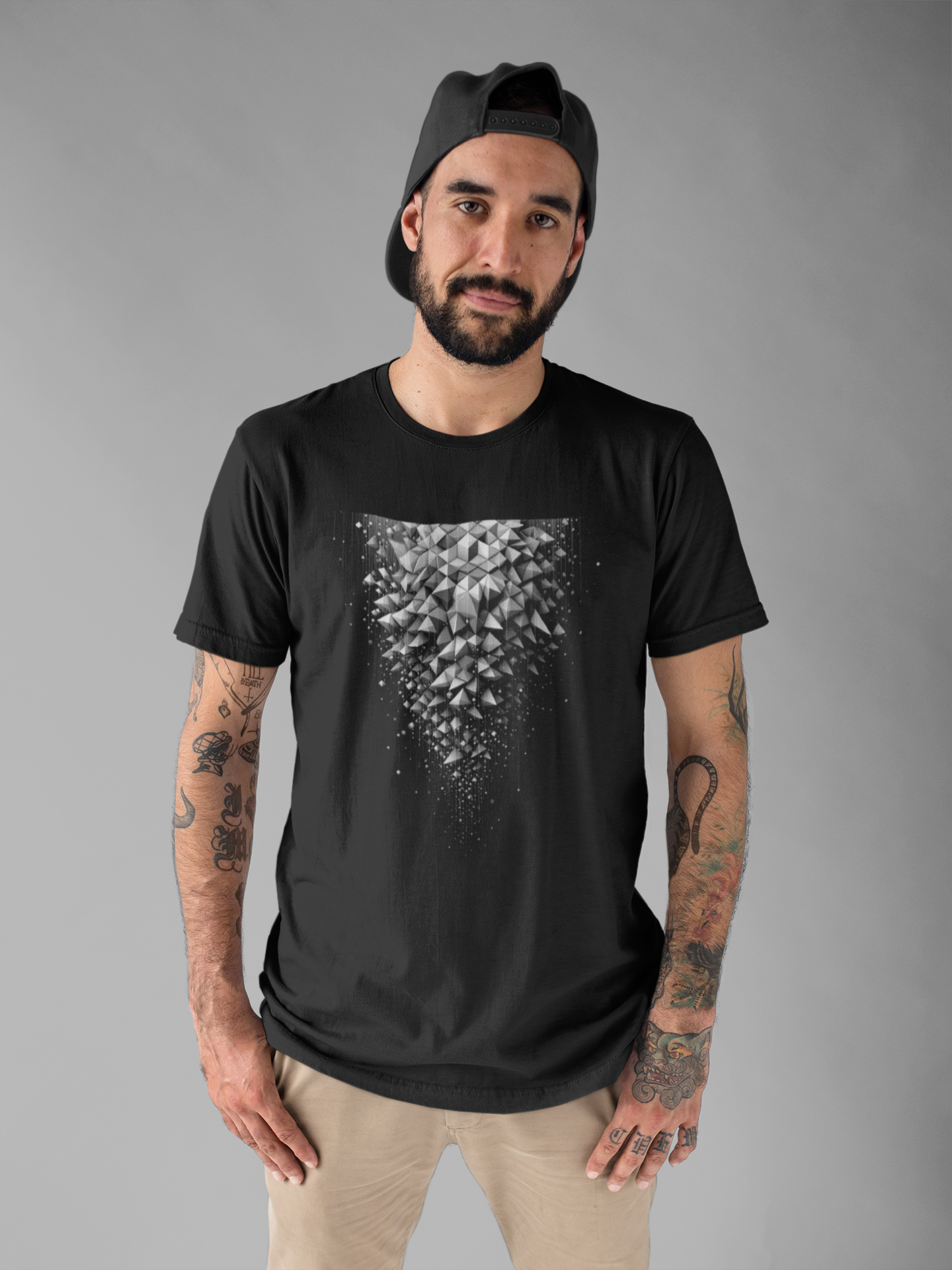 Hexagonal Flow – Falling Hexagon Pattern Graphic T-Shirt