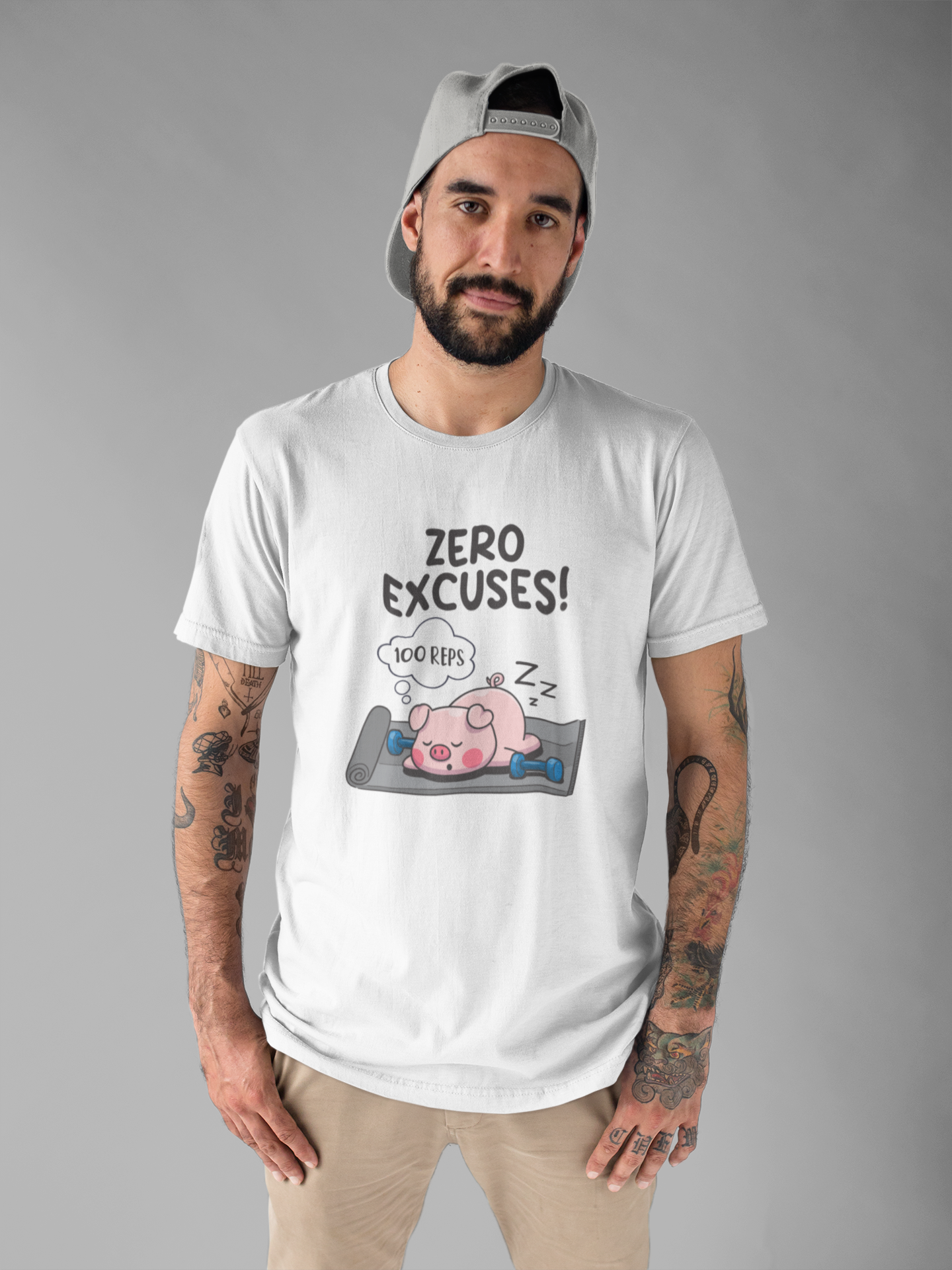 Zero Excuses 100 Reps Tee, Workout Motivation Shirt, Discipline Driven Top, Gym Beast Mode Graphic Tee, Strength Training Gift