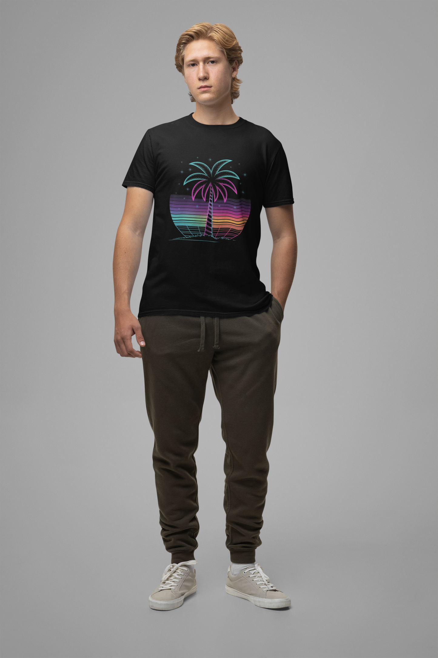 Tropical Nights Neon Lights – Glowing Beach Party Graphic T-Shirt