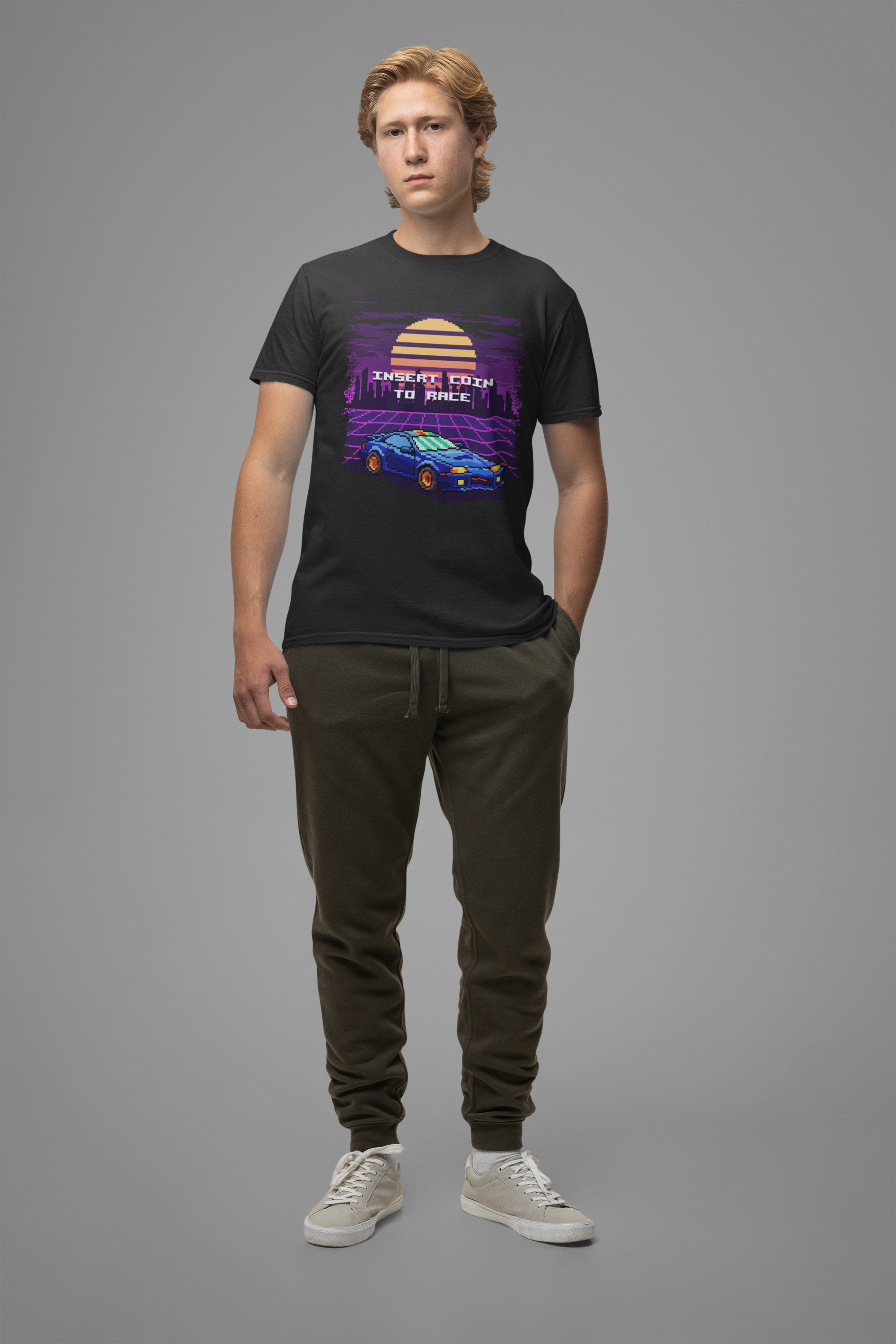 Retro Racing Arcade Pixel Gamer Insert Coin 80s Style T-Shirt